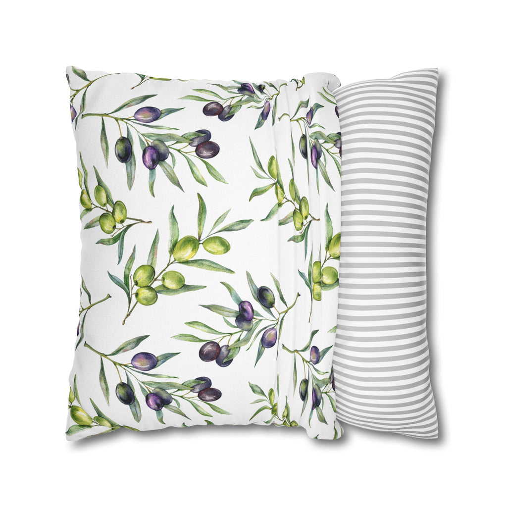 Olive Branch Decorative Pillowcase - Watercolor Mediterranean Throw Pillow Cover