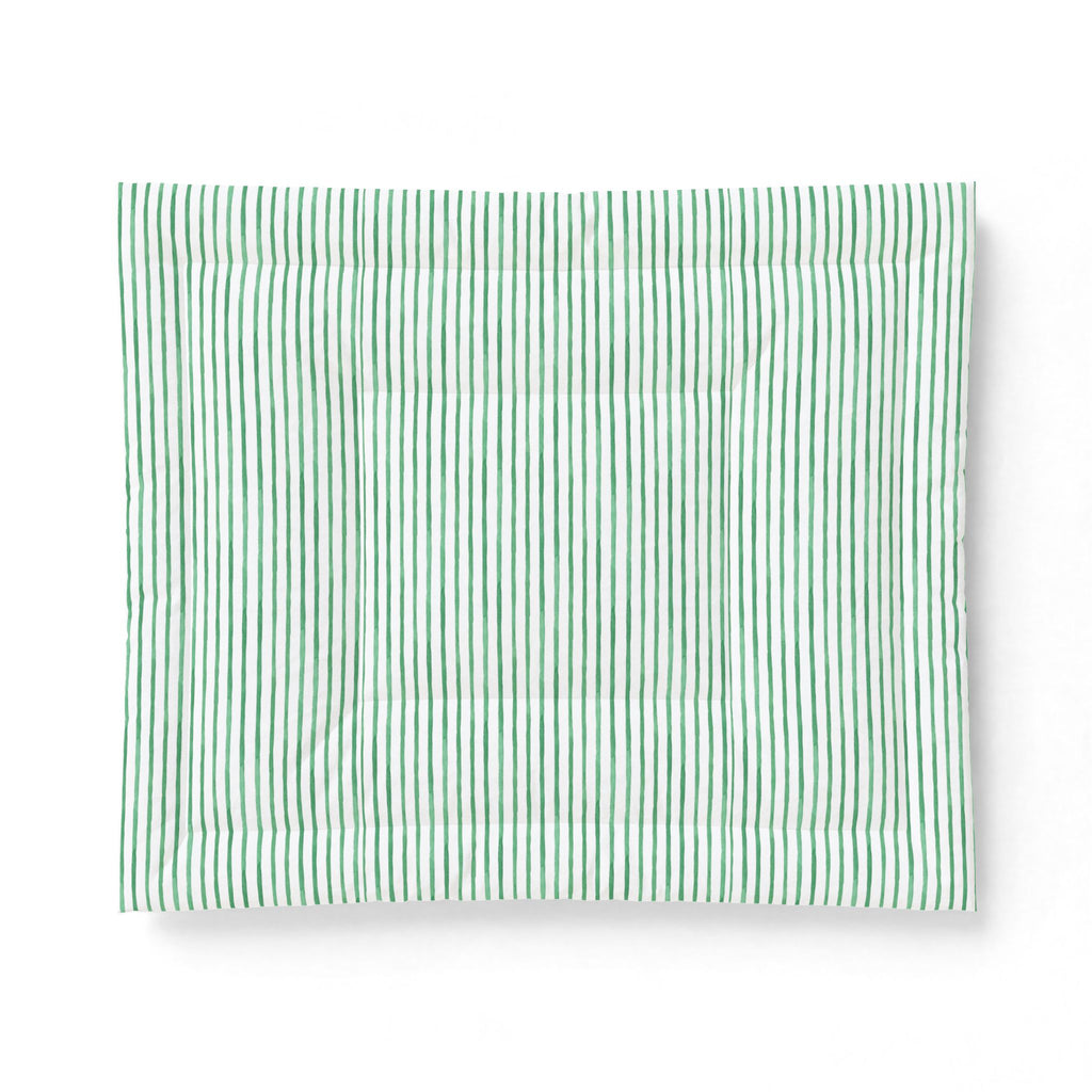 Mint Green Striped Cotton Comforter — Lightweight Quilted Bedspread