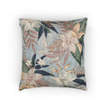 Tropical Floral Woven Pillow — Vintage Botanical Throw Cushion