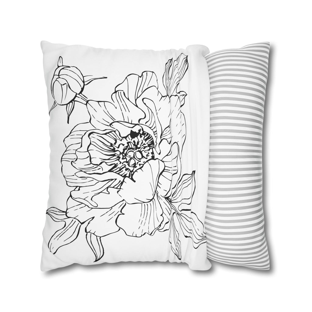 Floral Meadow Pillowcase — Bright Yellow Botanical Square Throw Pillow Cover