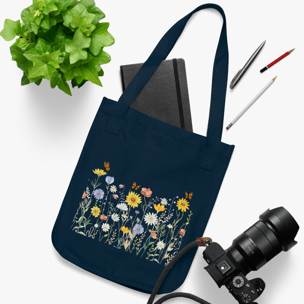 Canvas Tote Bag — Wildflower Garden Floral Print Organic Market Tote