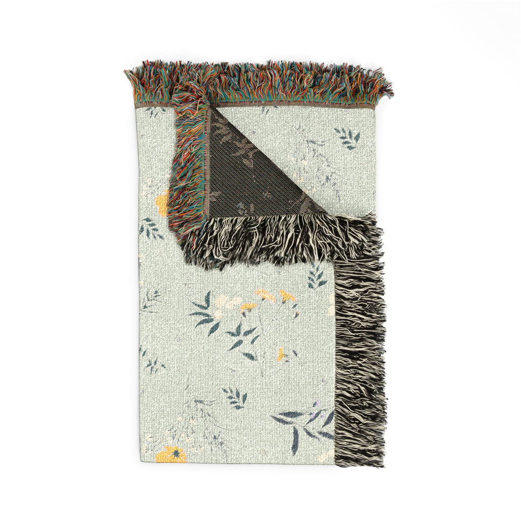 Floral Woven Blanket — Reversible Vintage Botanical Throw for Living Room & Bedroom