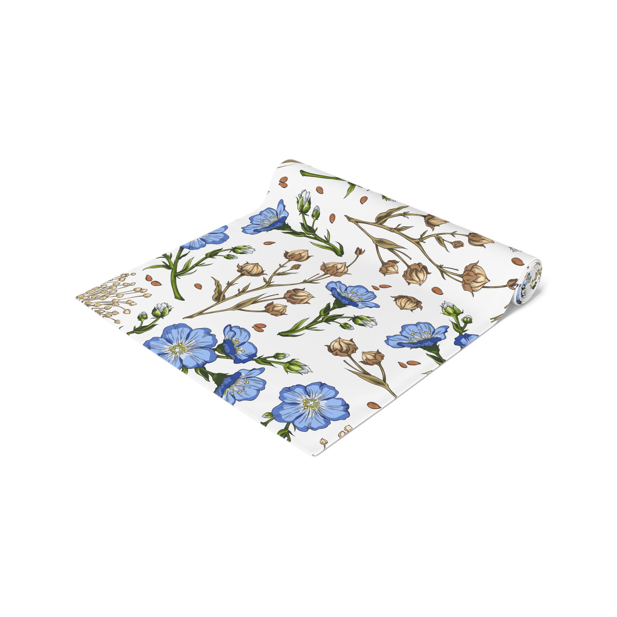 Blue Wildflower Table Runner — Floral Cotton-Blend Table Decor for Spring & Everyday
