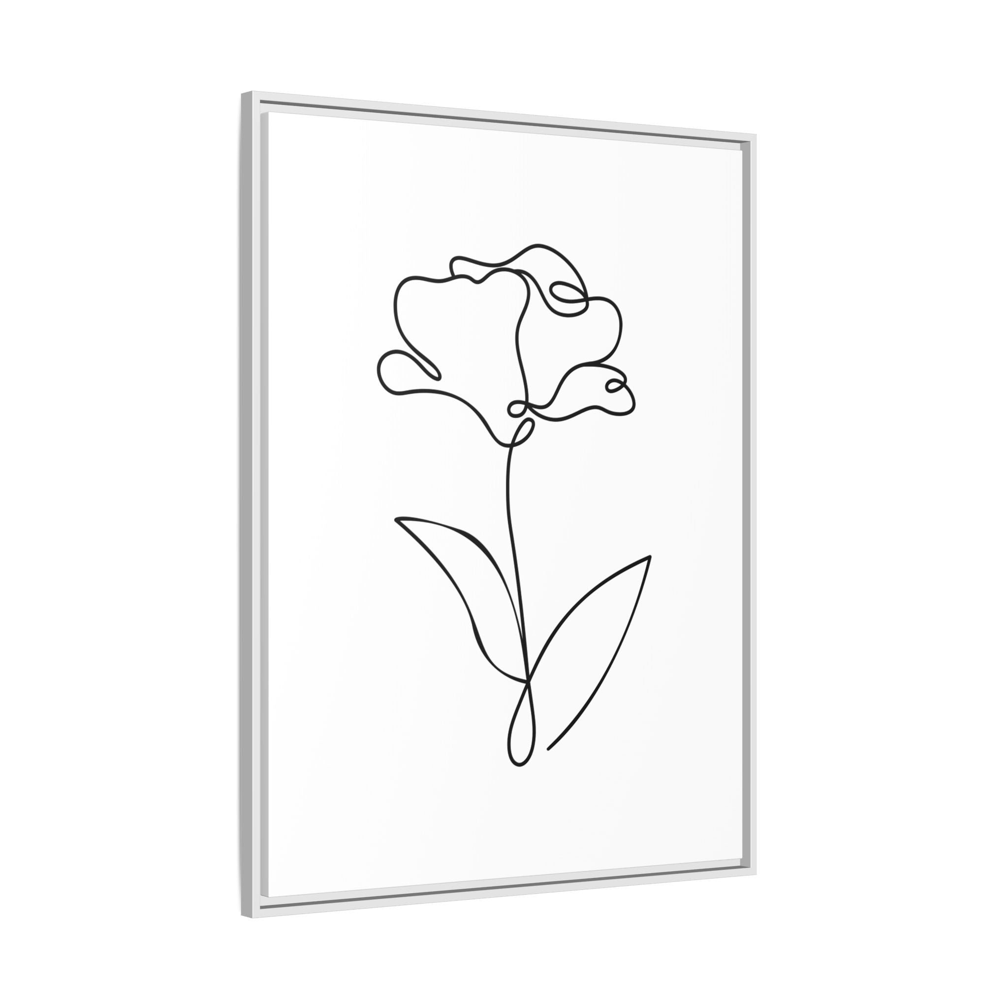 Minimal Line Art Flower Matte Canvas Framed Print