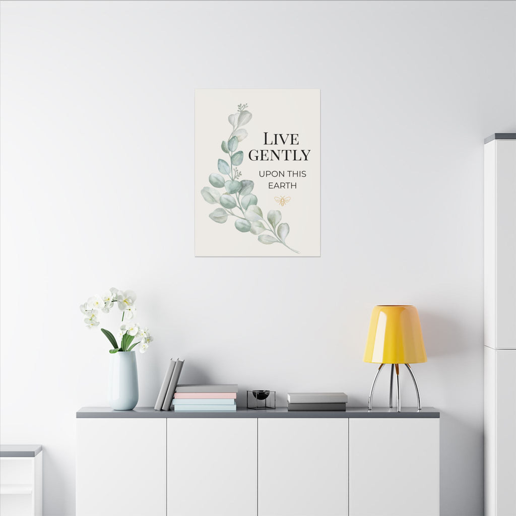 Live Gently Upon This Earth — Eucalyptus Branch Slow Living Canvas