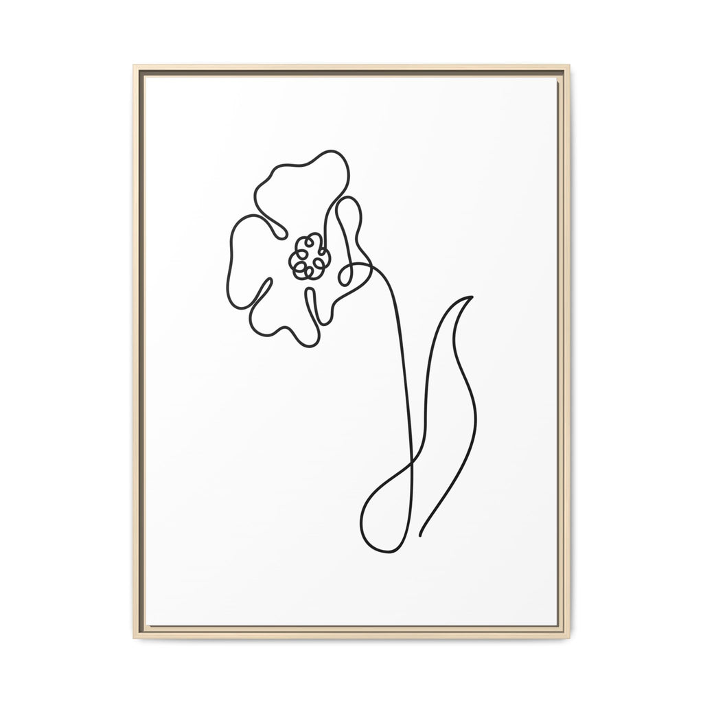 Daisy Line Art Framed Canvas Print — Minimal Botanical Wall Art