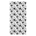 Black Floral Pattern Cotton Towel — Monochrome Botanical Beach & Bath Towel