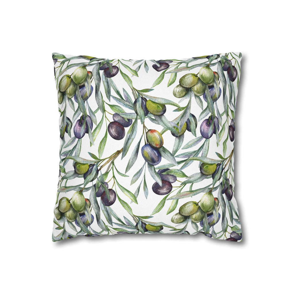 Olive Branch Decorative Pillowcase — Watercolor Mediterranean Throw Pillow Cover