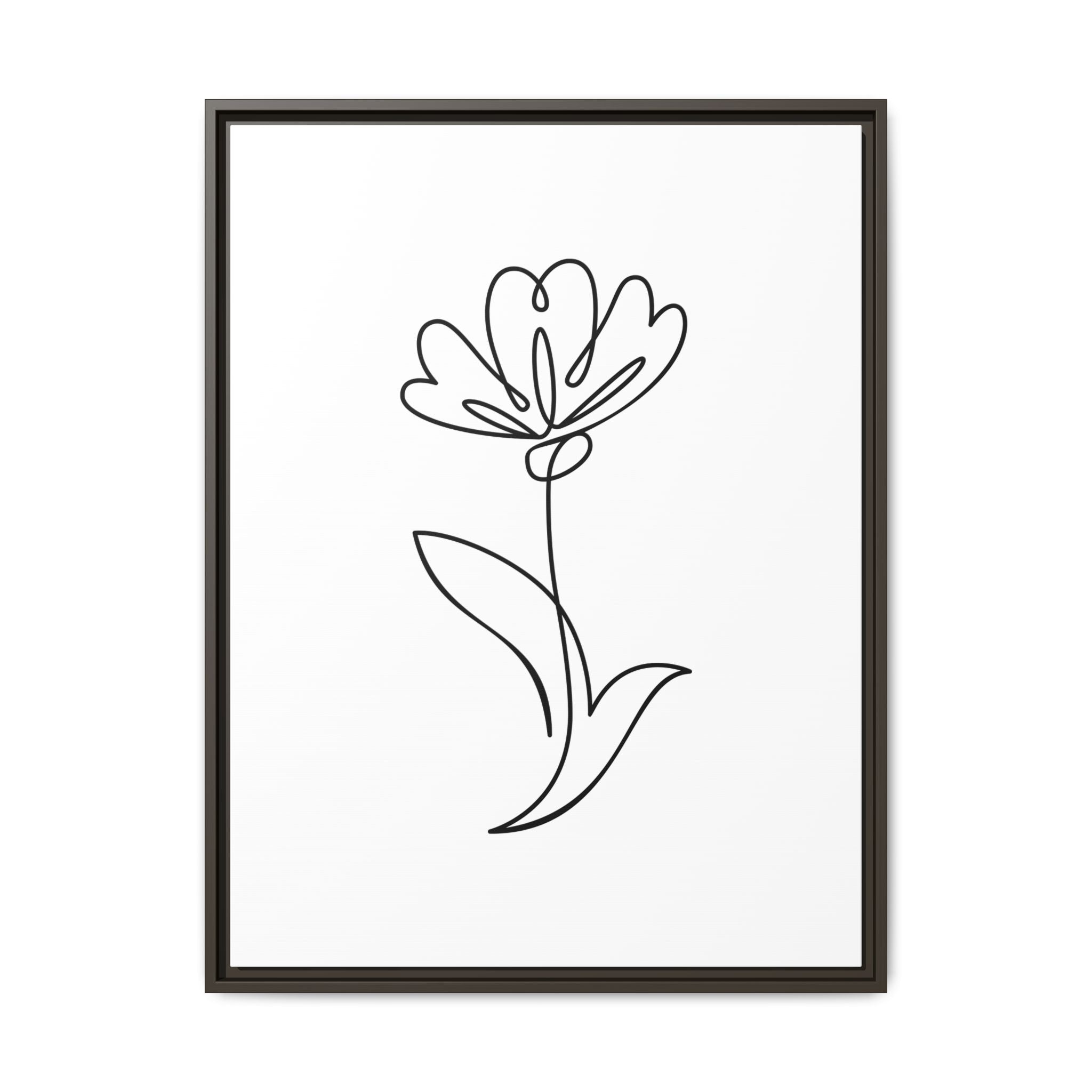 Minimal Floral Line Art Framed Canvas — Matte Multi-Color