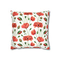 Poppy Floral Faux Suede Square Pillowcase