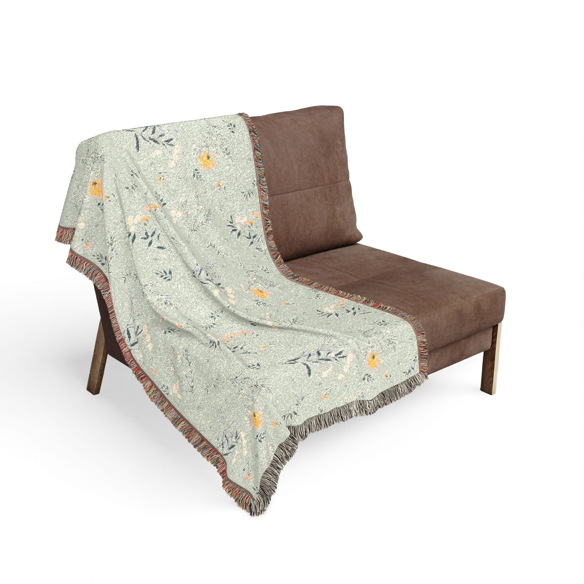 Floral Woven Blanket — Reversible Vintage Botanical Throw for Living Room & Bedroom