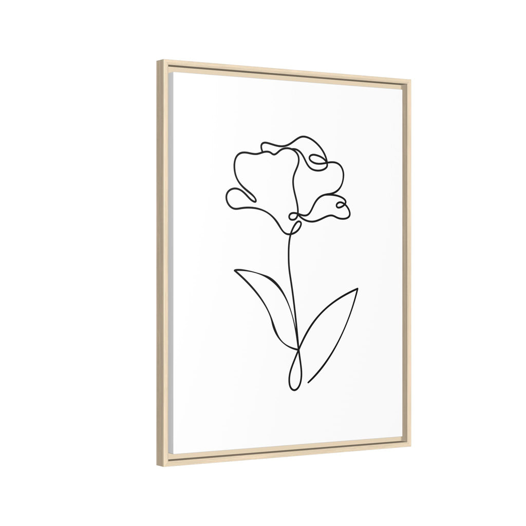 Minimal Line Art Flower Matte Canvas Framed Print