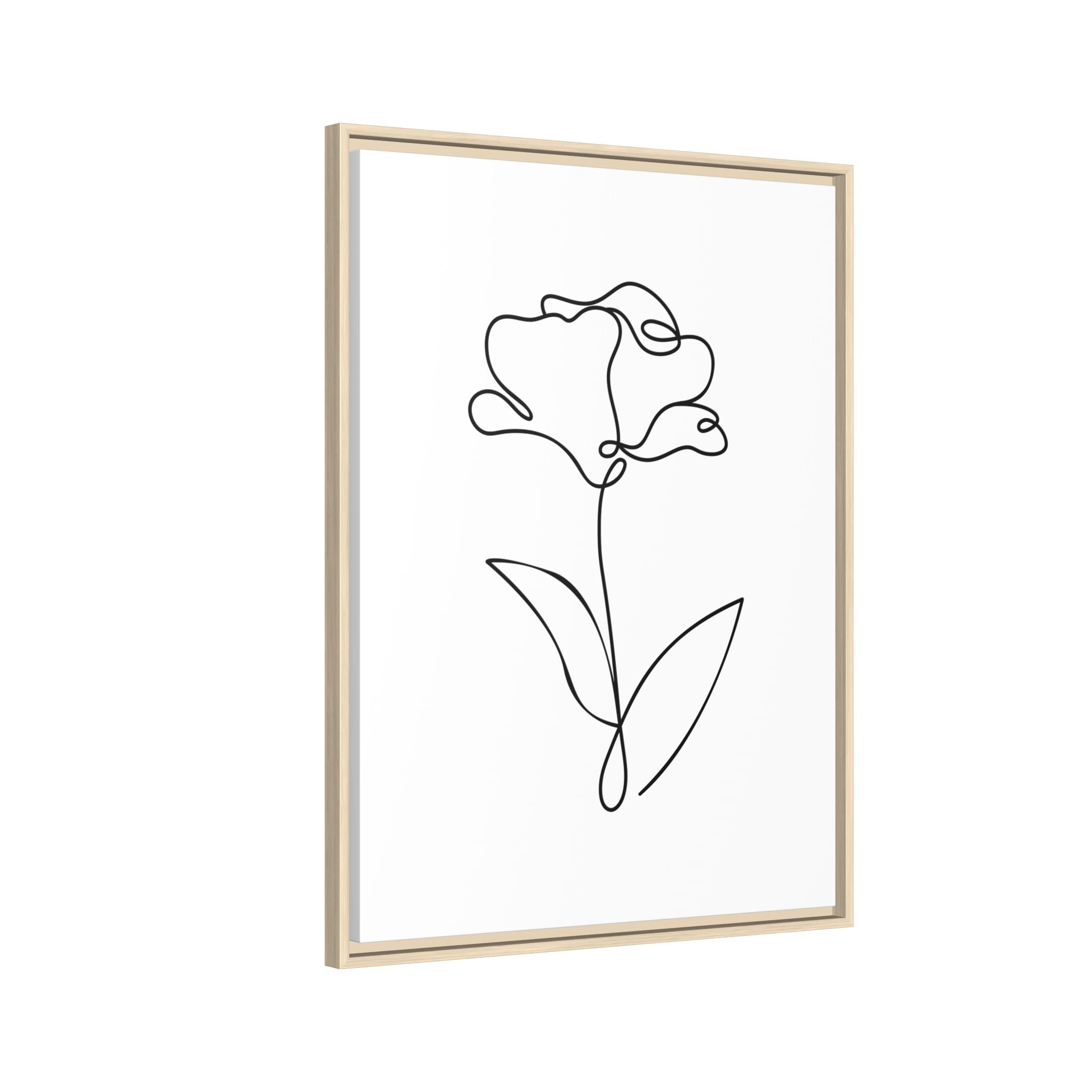 Minimal Line Art Flower Matte Canvas Framed Print