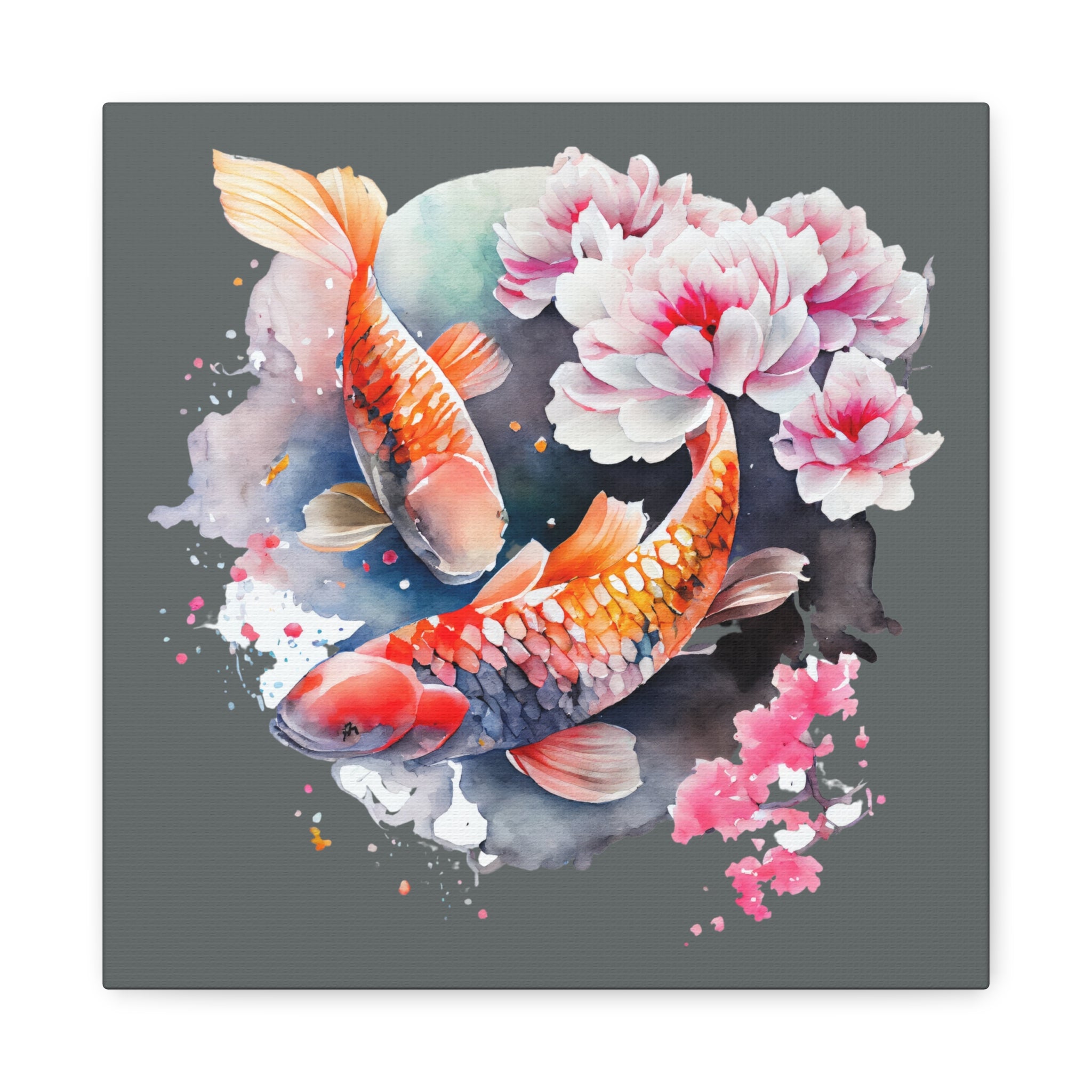 Koi Fish Watercolor Canvas Wall Art — Matte Stretched Canvas