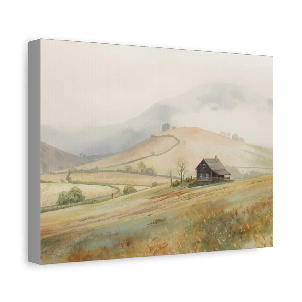 Rustic Morning Farm Landscape Canvas Print — Matte Stretched Wall Art