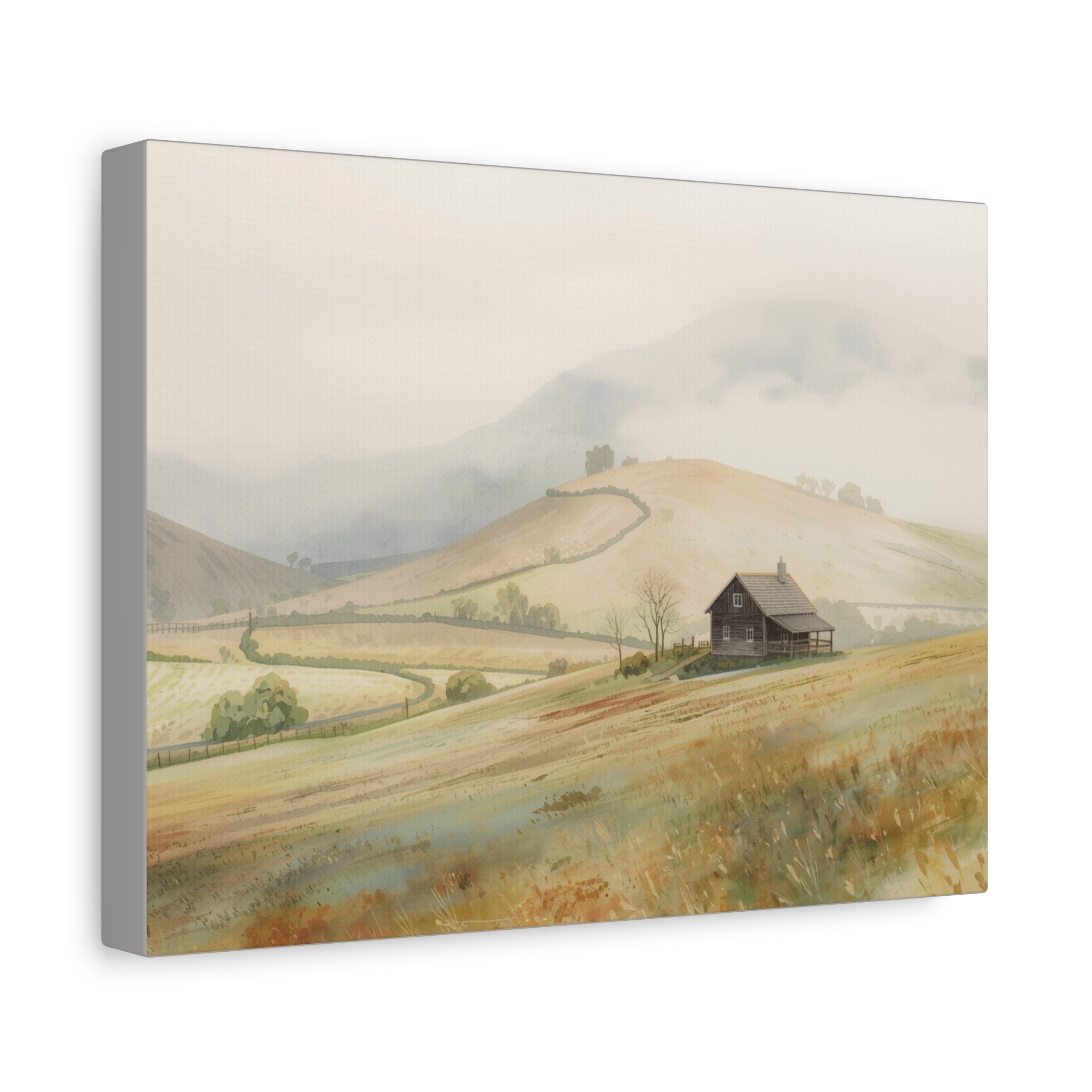 Rustic Morning Farm Landscape Canvas Print — Matte Stretched Wall Art