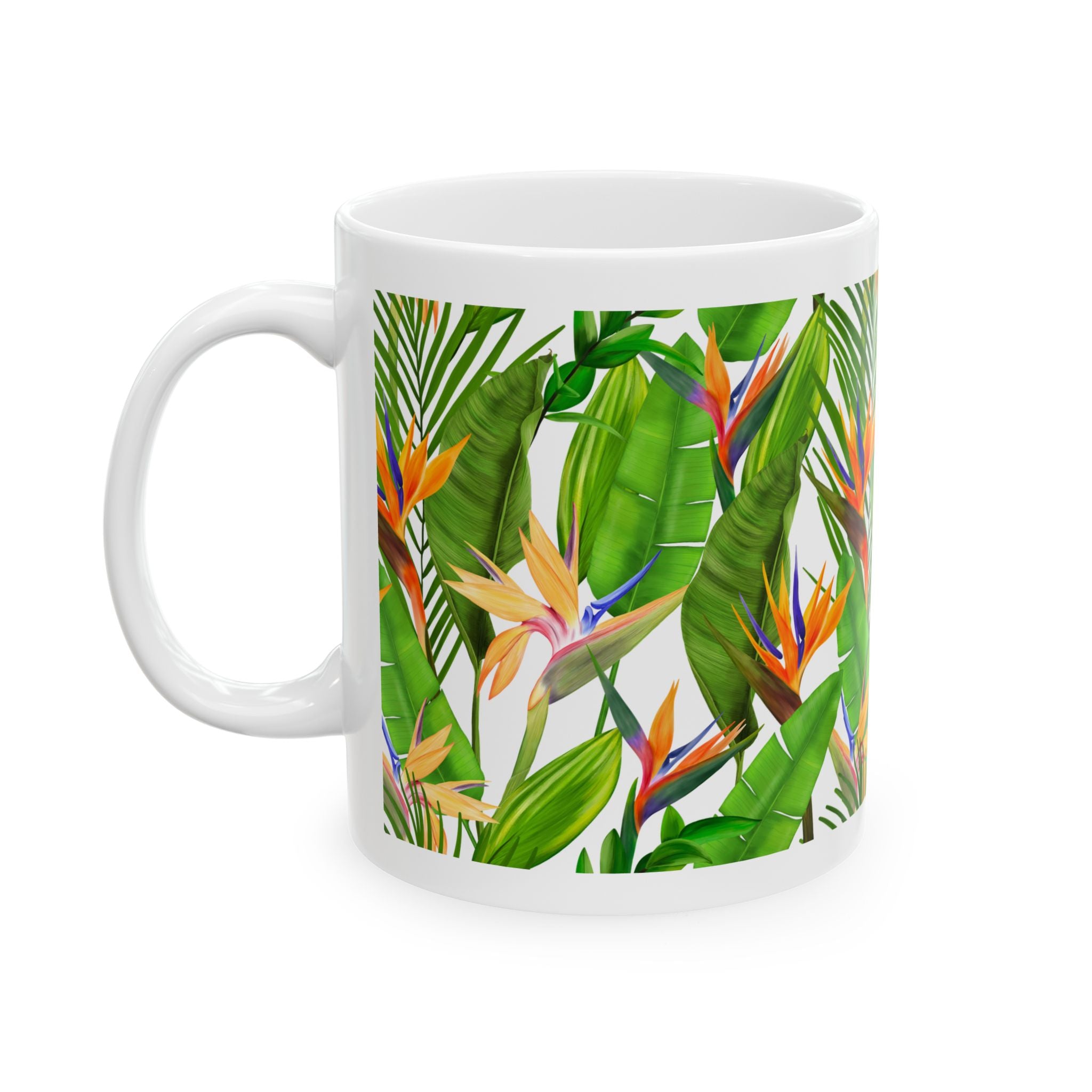 Bird of Paradise Strelitzia Ceramic Mug — Botanical Coffee Tea Cup (11oz/15oz)