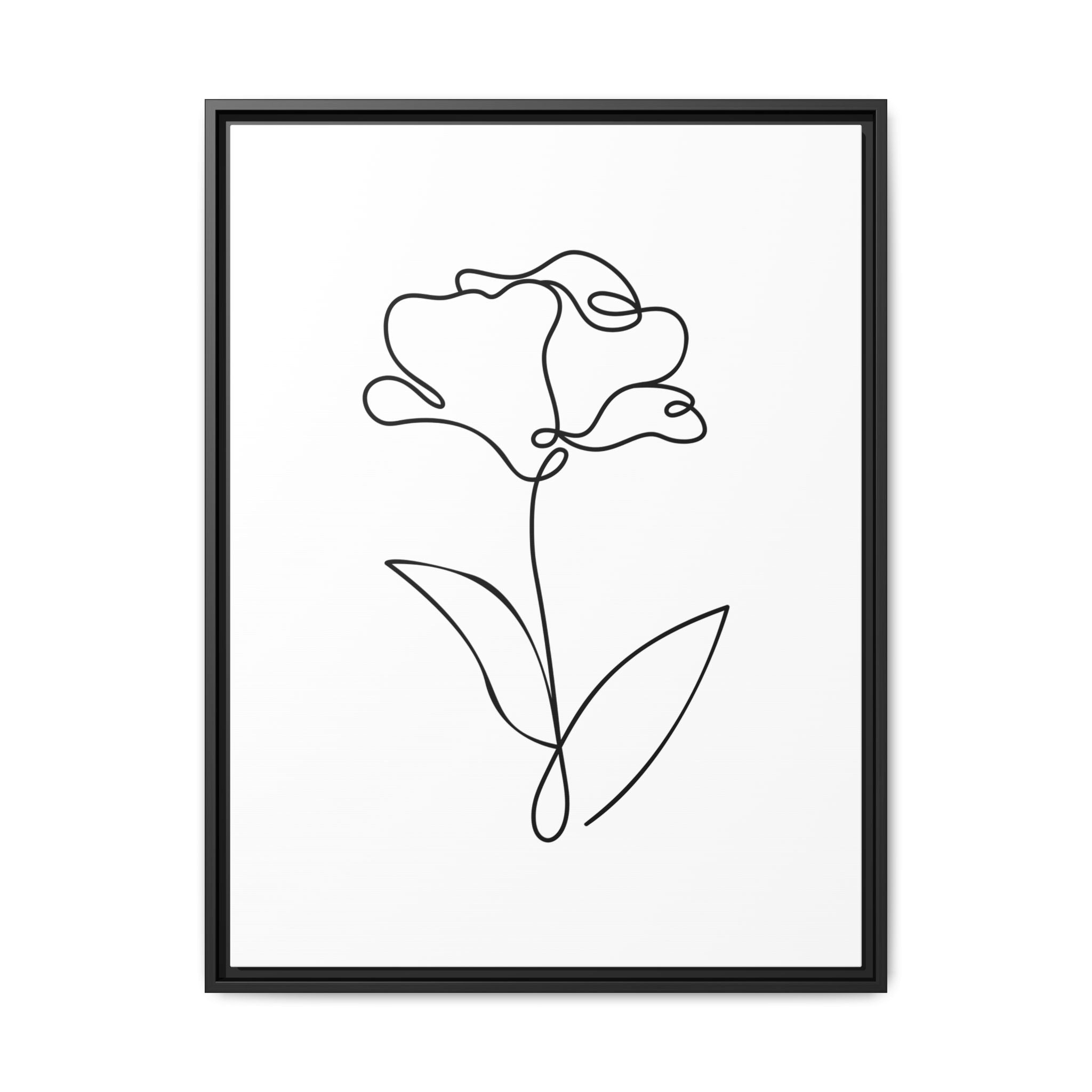 Minimal Line Art Flower Matte Canvas Framed Print