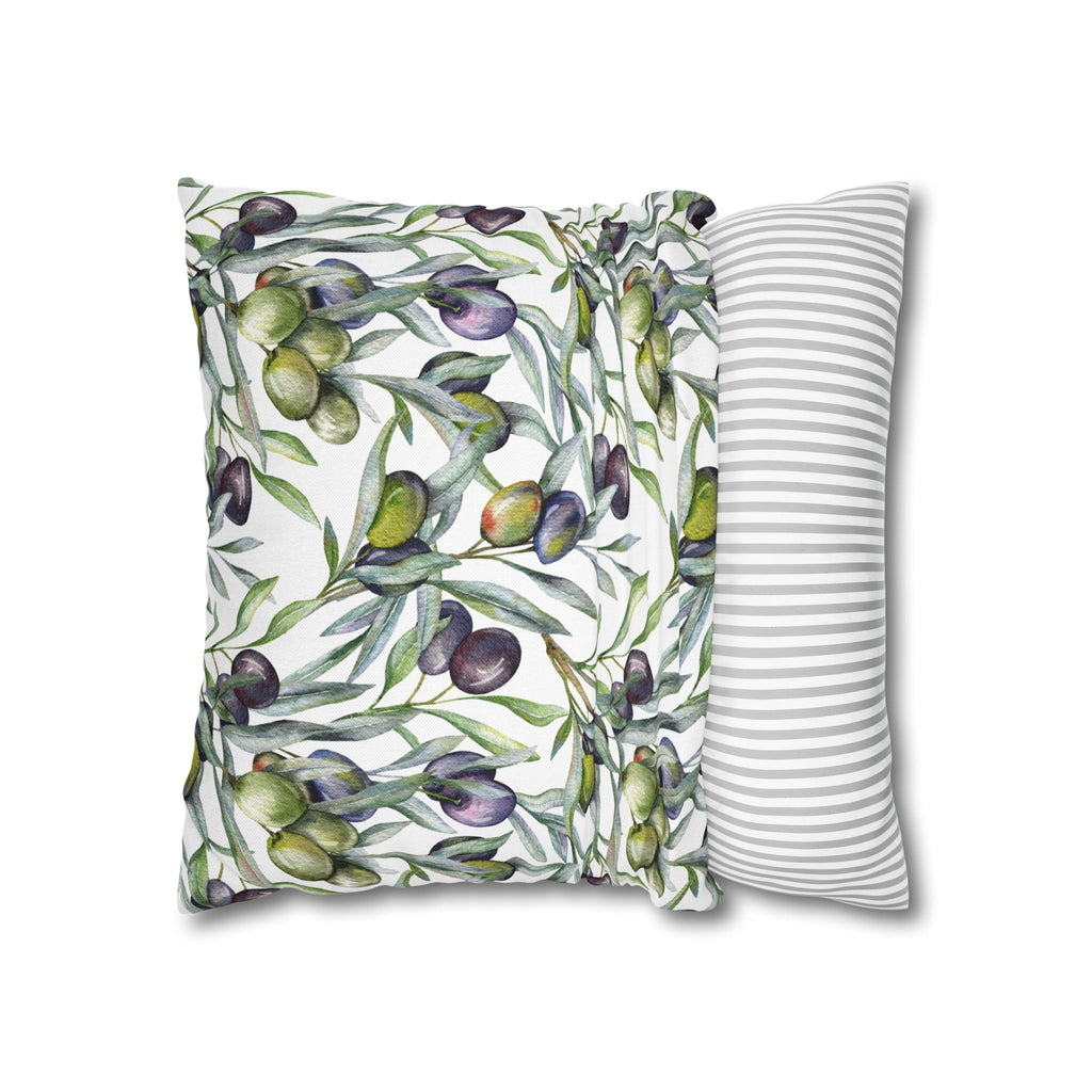 Olive Branch Decorative Pillowcase — Watercolor Mediterranean Throw Pillow Cover