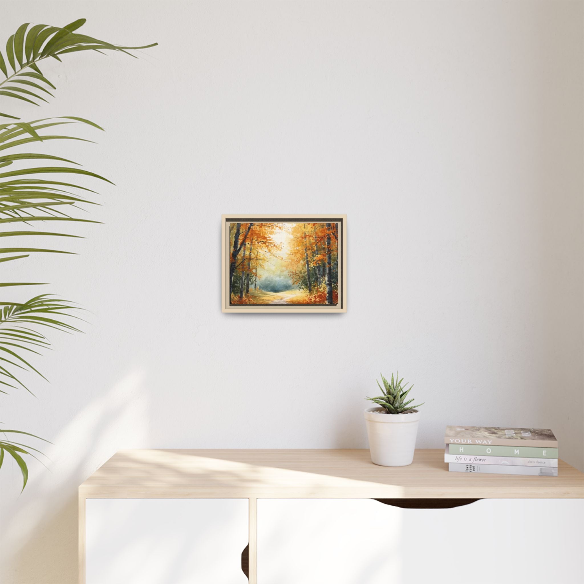 Autumn Forest Framed Canvas Wall Art — Matte Multi-Color