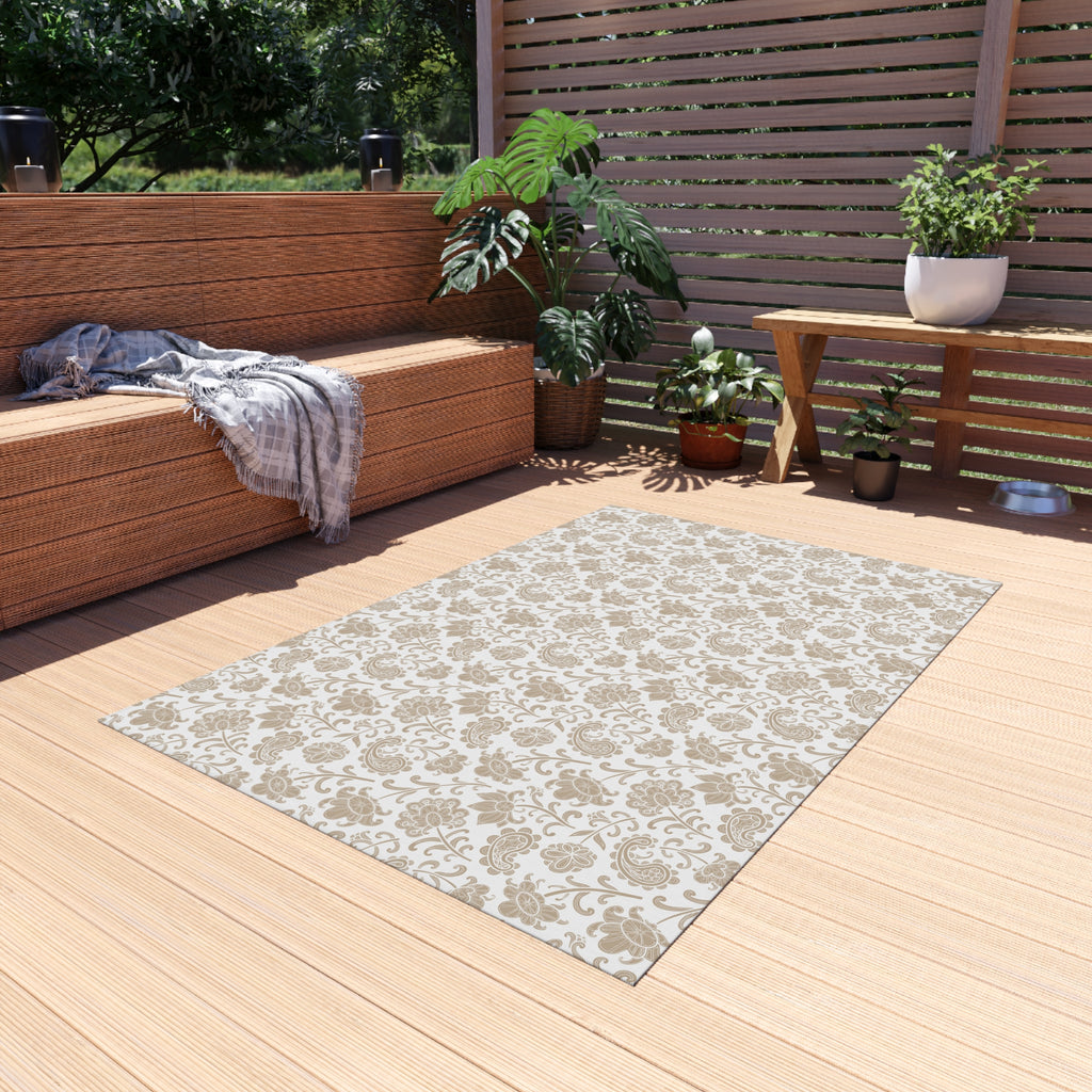 Daisy Gingham Outdoor Rug — Floral Patio Mat