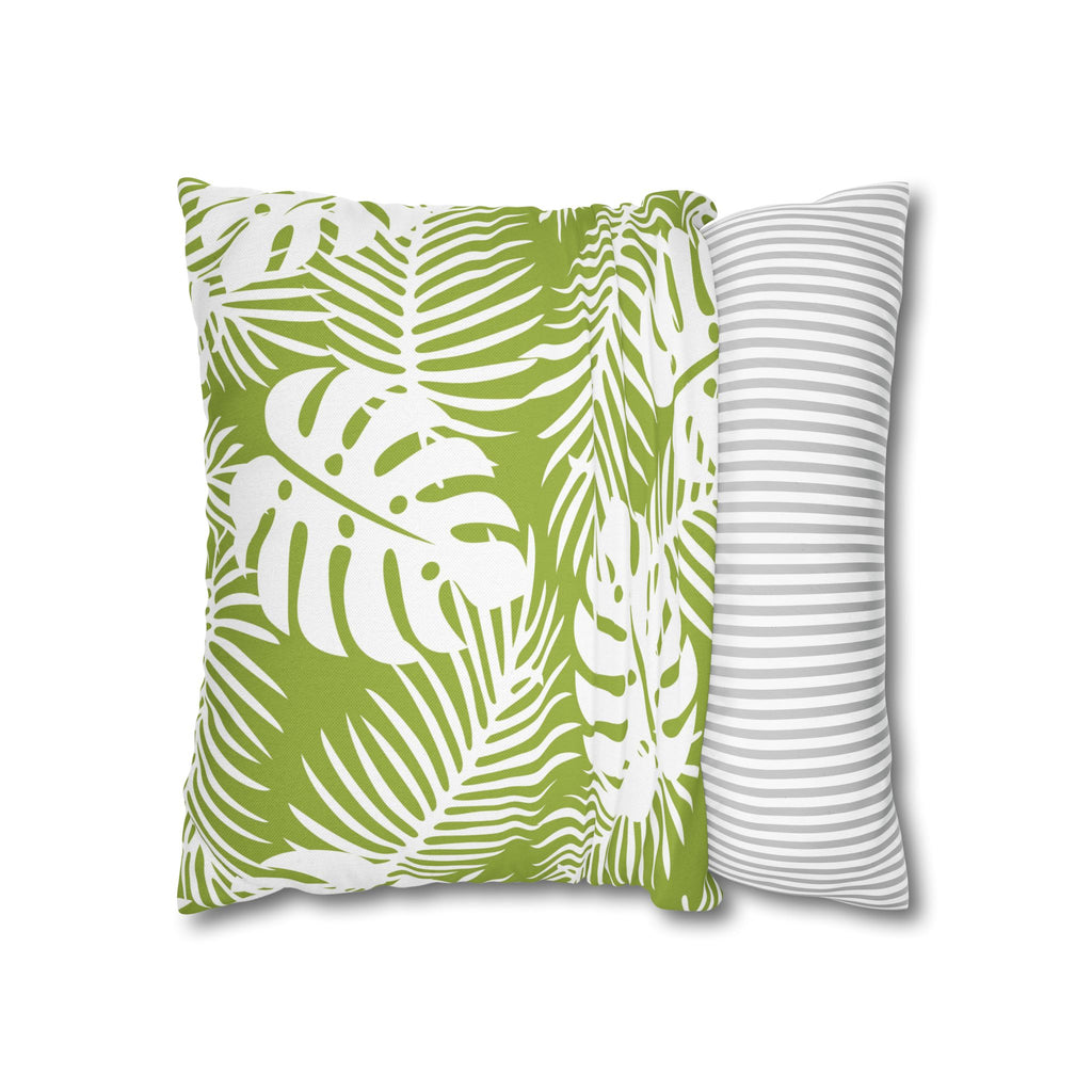 Tropical Leaf Pattern Square Pillowcase — Botanical Tropical Pillowcase