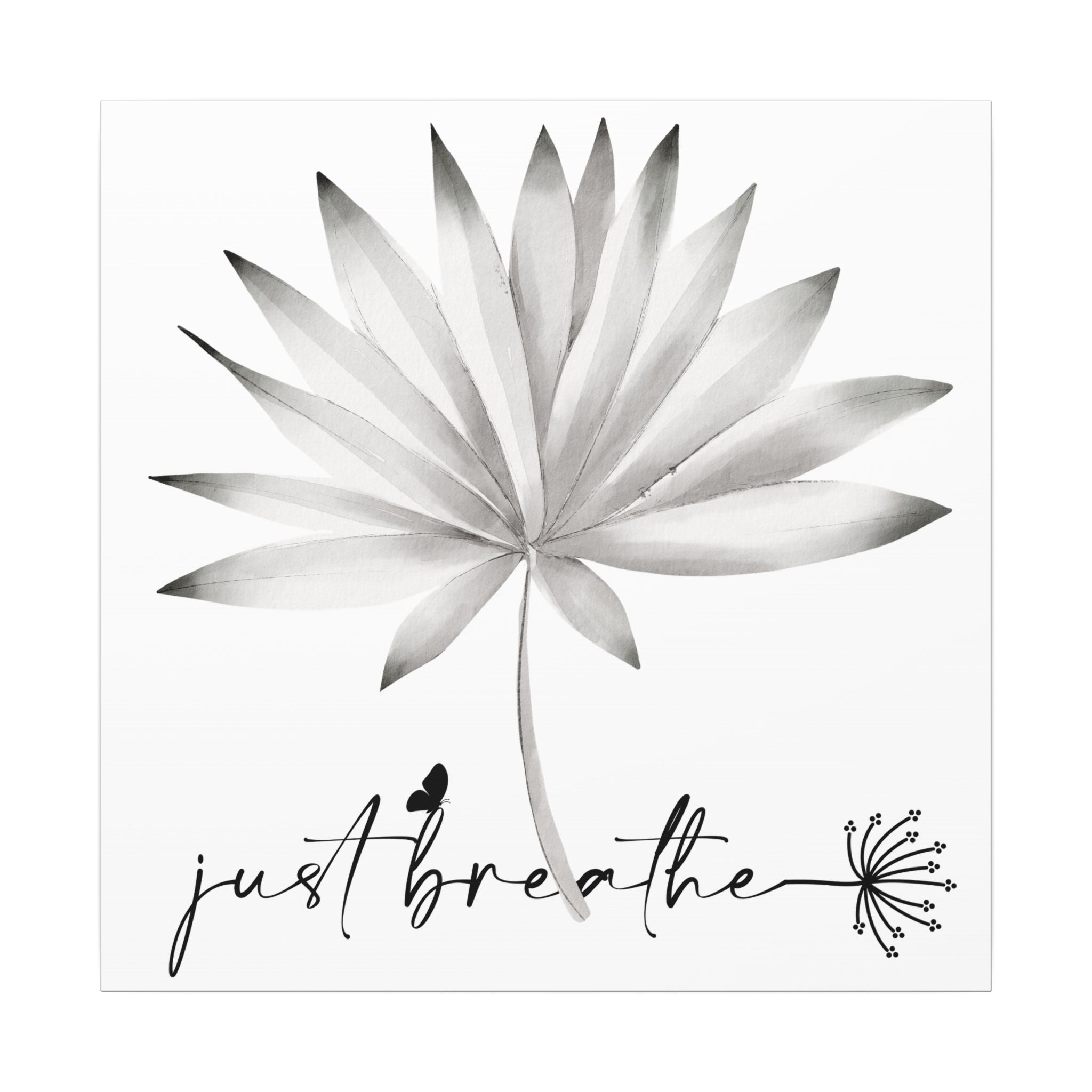 Just Breathe Wall Art Canvas — Minimalist Botanical Matte Print