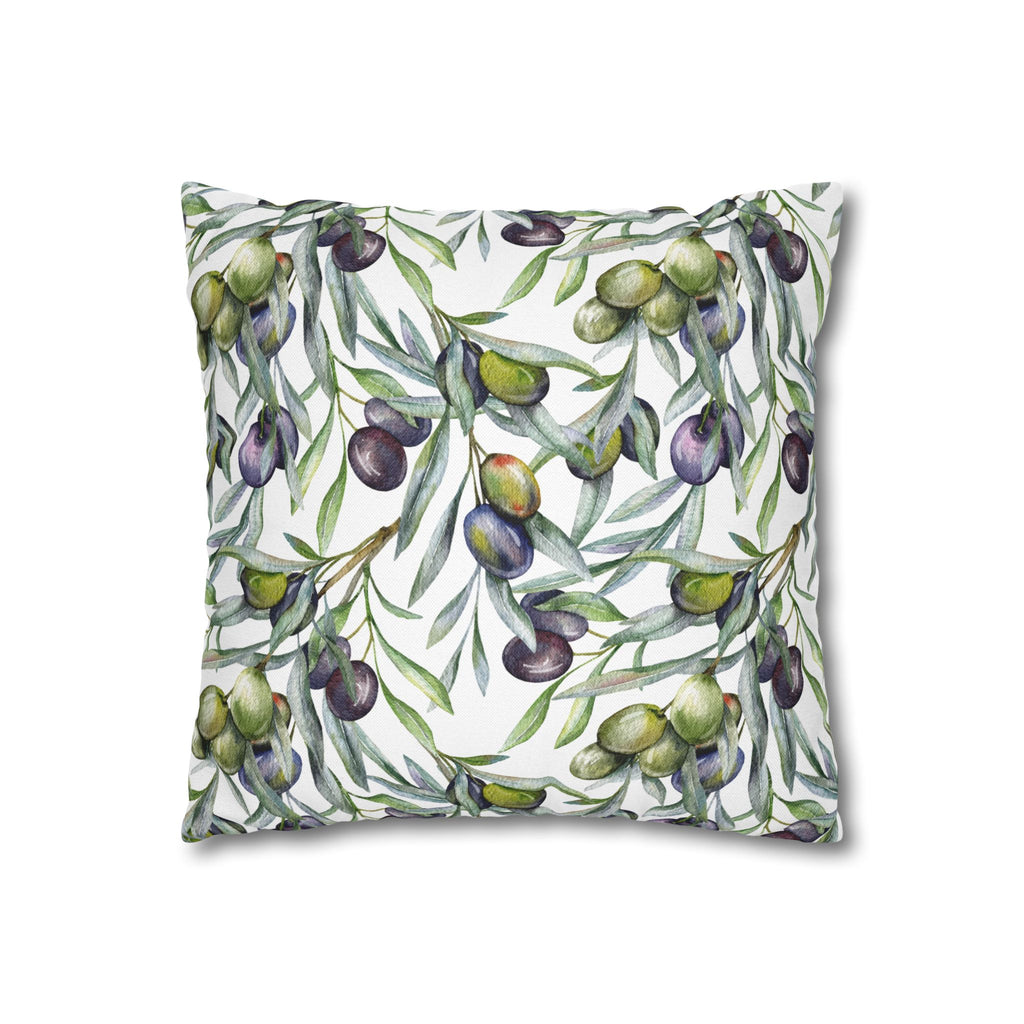 Olive Branch Decorative Pillowcase — Watercolor Mediterranean Throw Pillow Cover