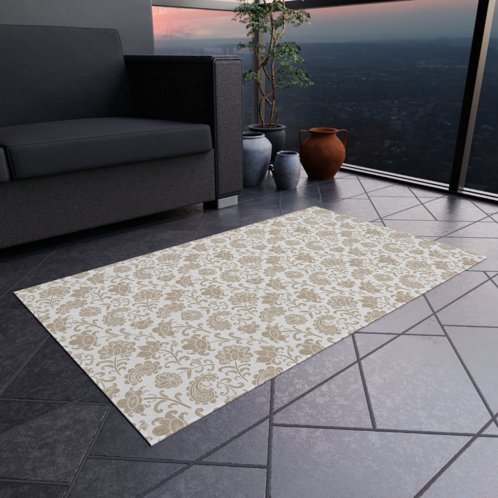 Daisy Gingham Outdoor Rug — Floral Patio Mat