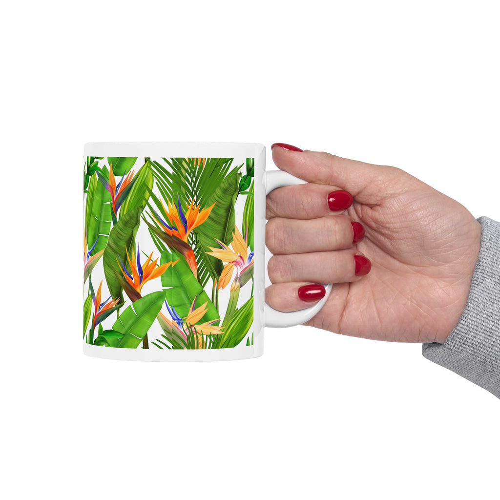 Bird of Paradise Strelitzia Ceramic Mug — Botanical Coffee Tea Cup (11oz/15oz)