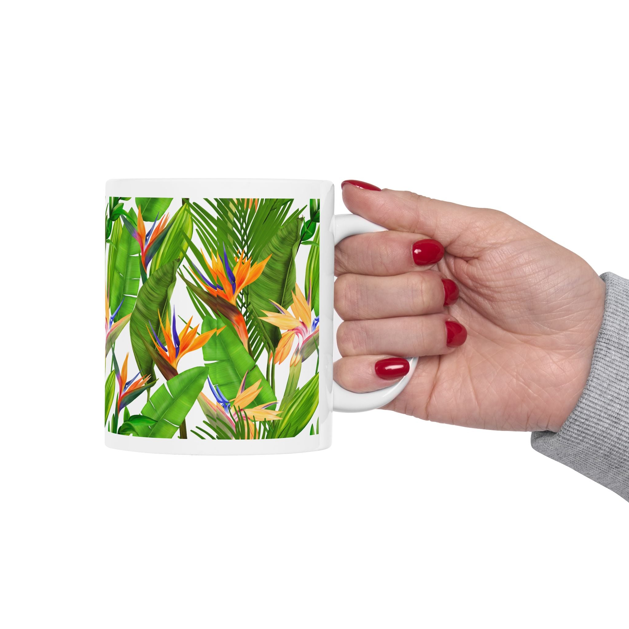 Bird of Paradise Strelitzia Ceramic Mug — Botanical Coffee Tea Cup (11oz/15oz)