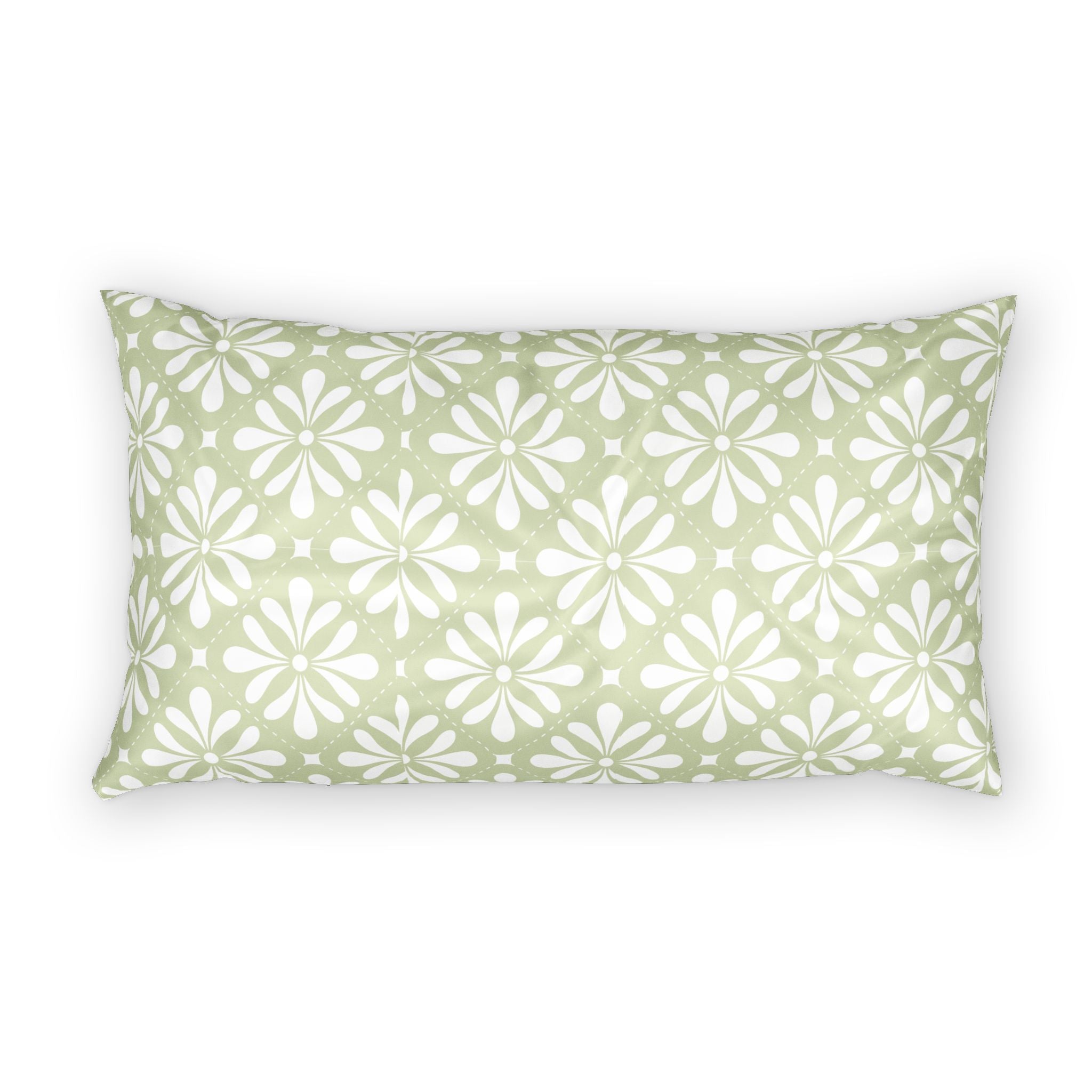 Green Cotton Pillow Sham — Decorative Patterned Pillowcase for Bedroom & Living Room