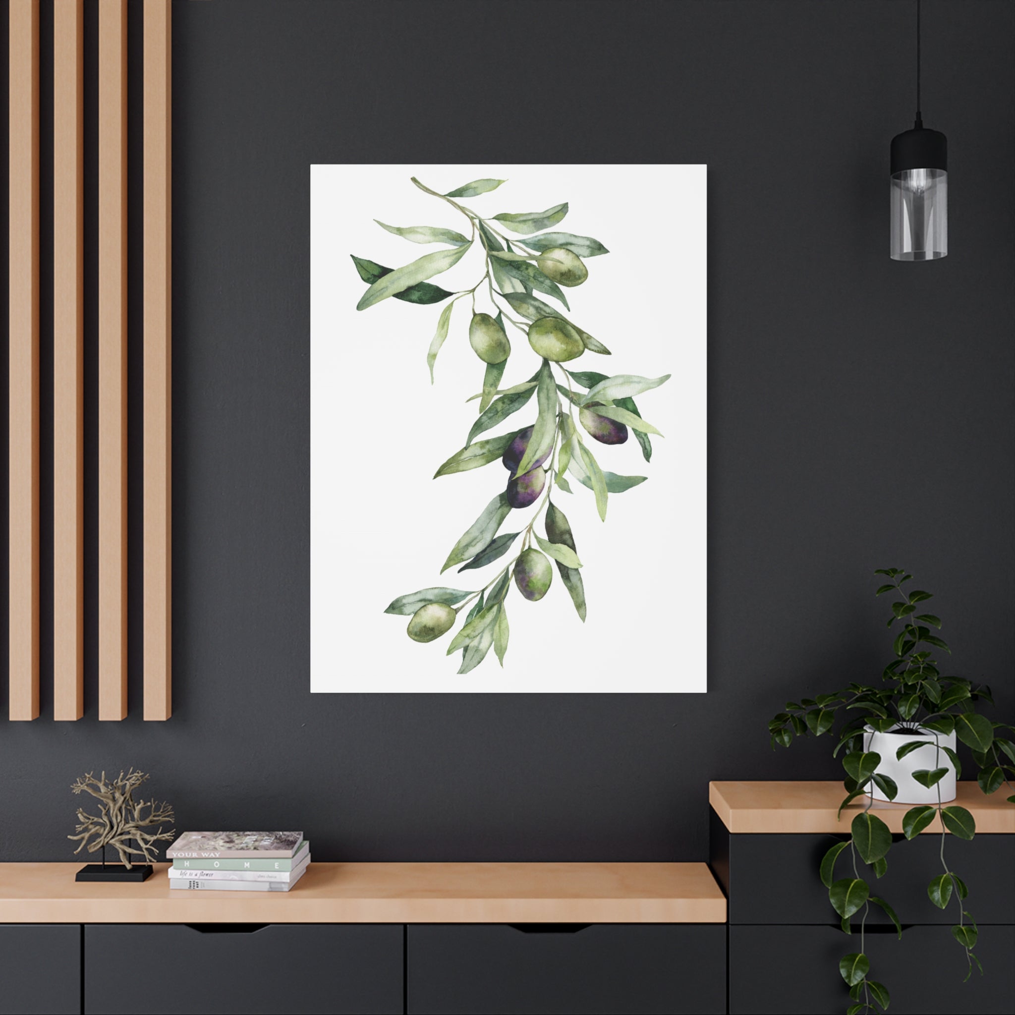 Olive Branch Canvas Wall Art — Matte Stretched Canvas