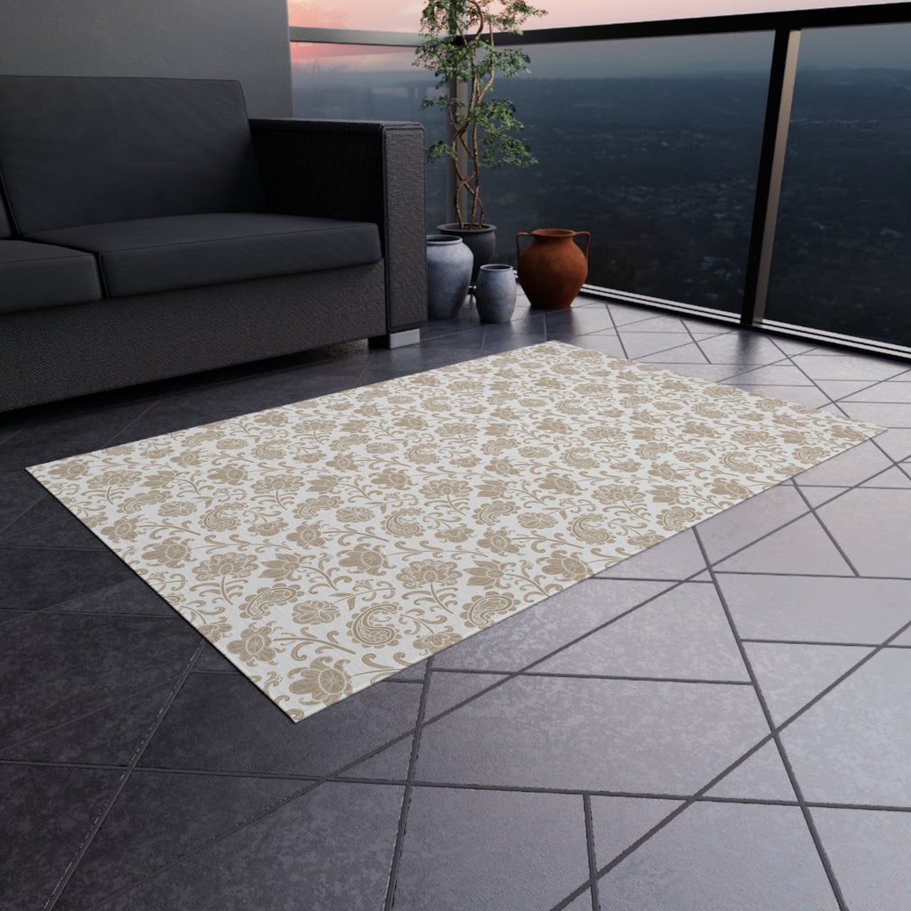 Daisy Gingham Outdoor Rug — Floral Patio Mat