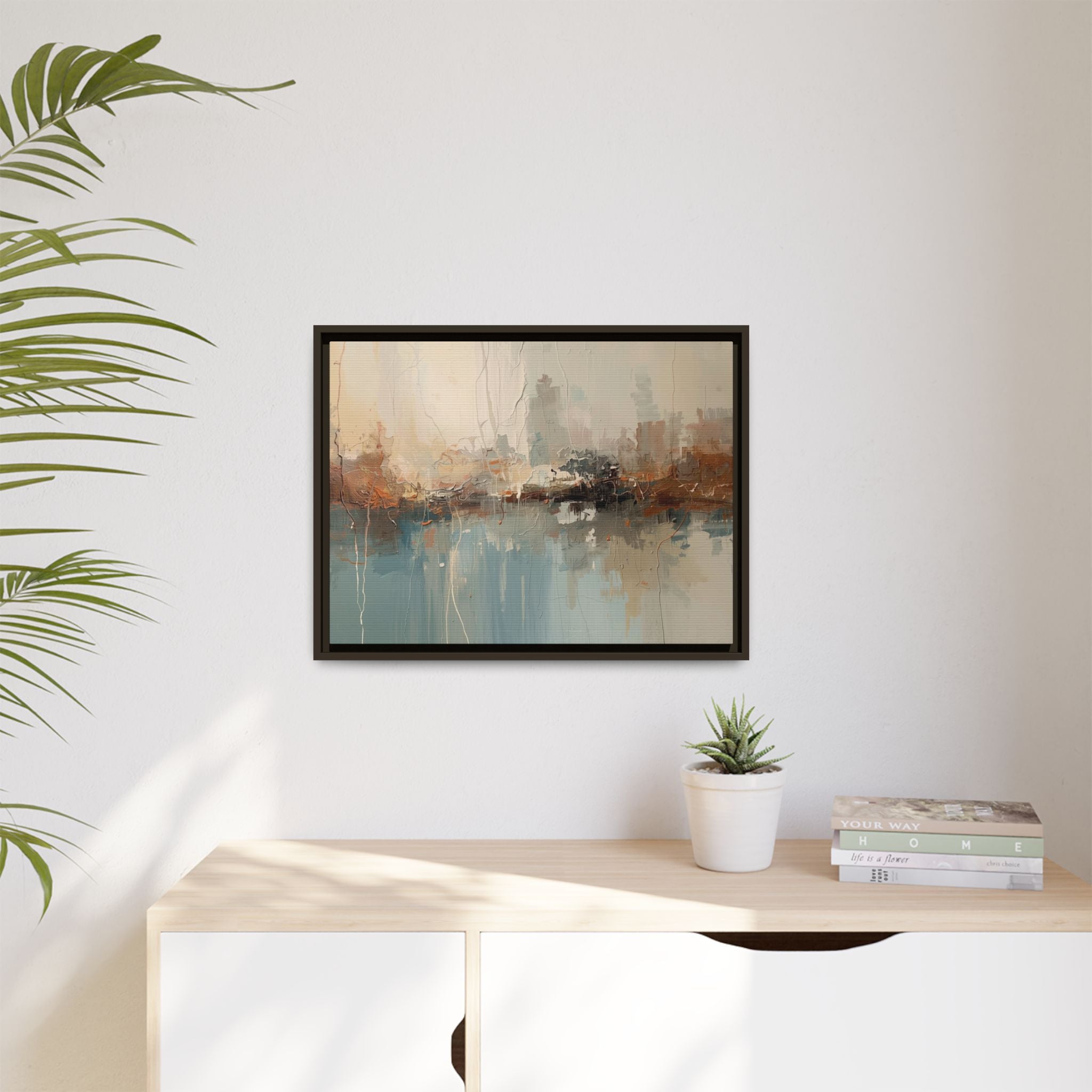 Serene Watercolour Abstract Canvas Print – Matte Framed Wall Art