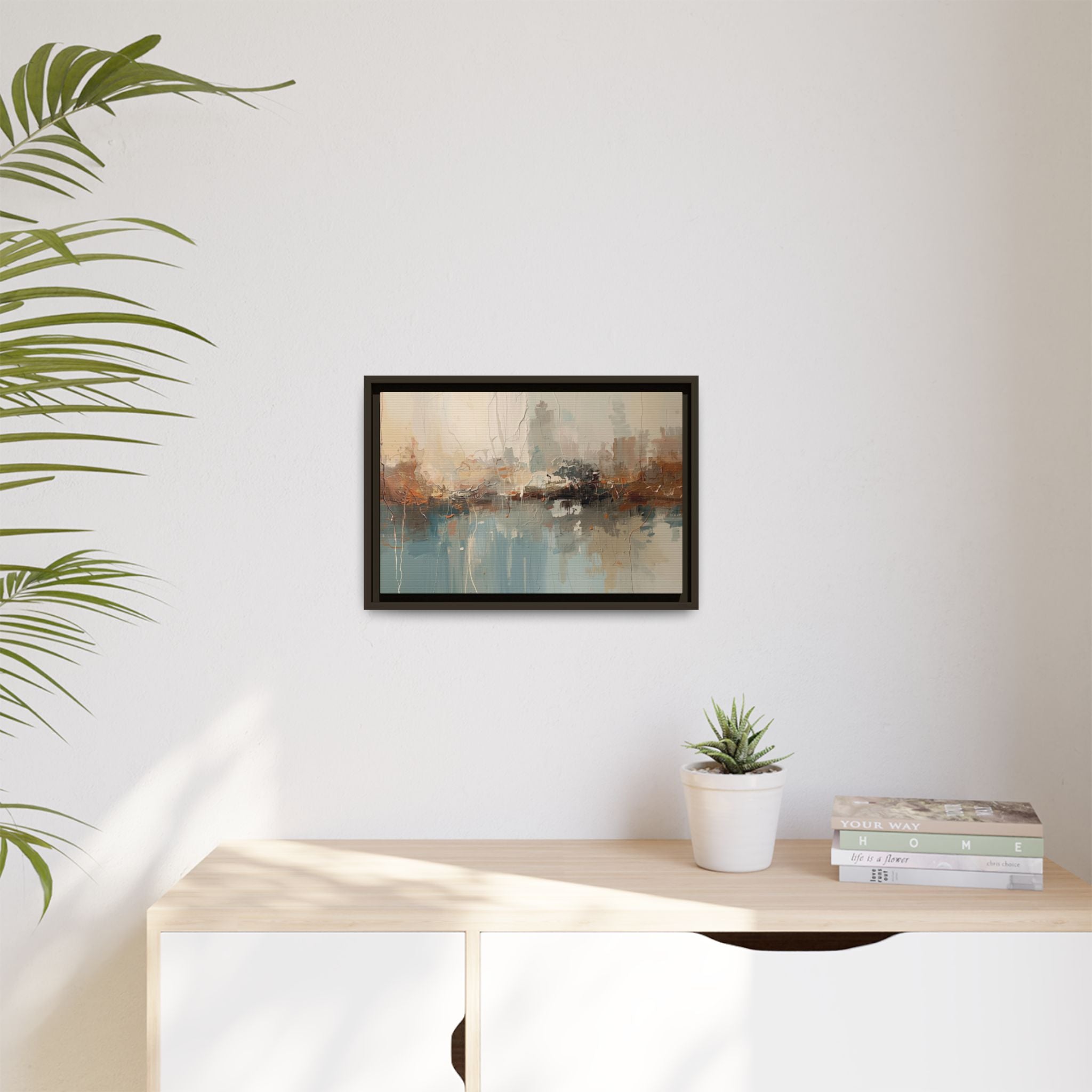 Serene Watercolour Abstract Canvas Print – Matte Framed Wall Art