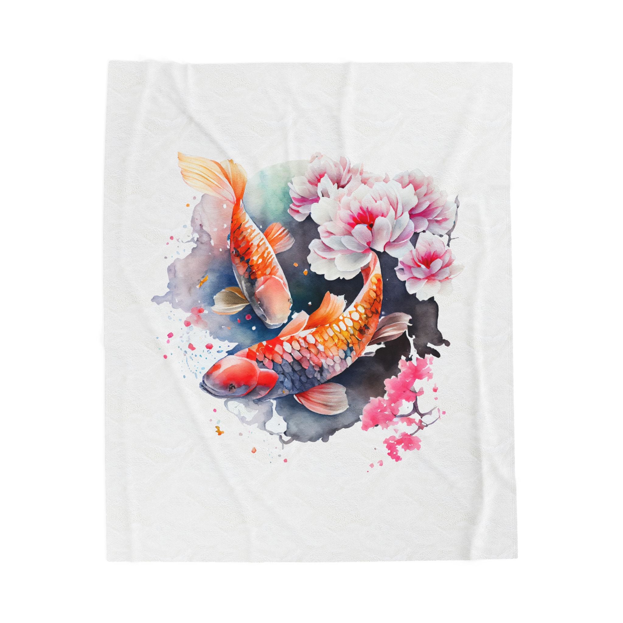Koi Pond Velveteen Plush Blanket — Soft Koi Fish Throw