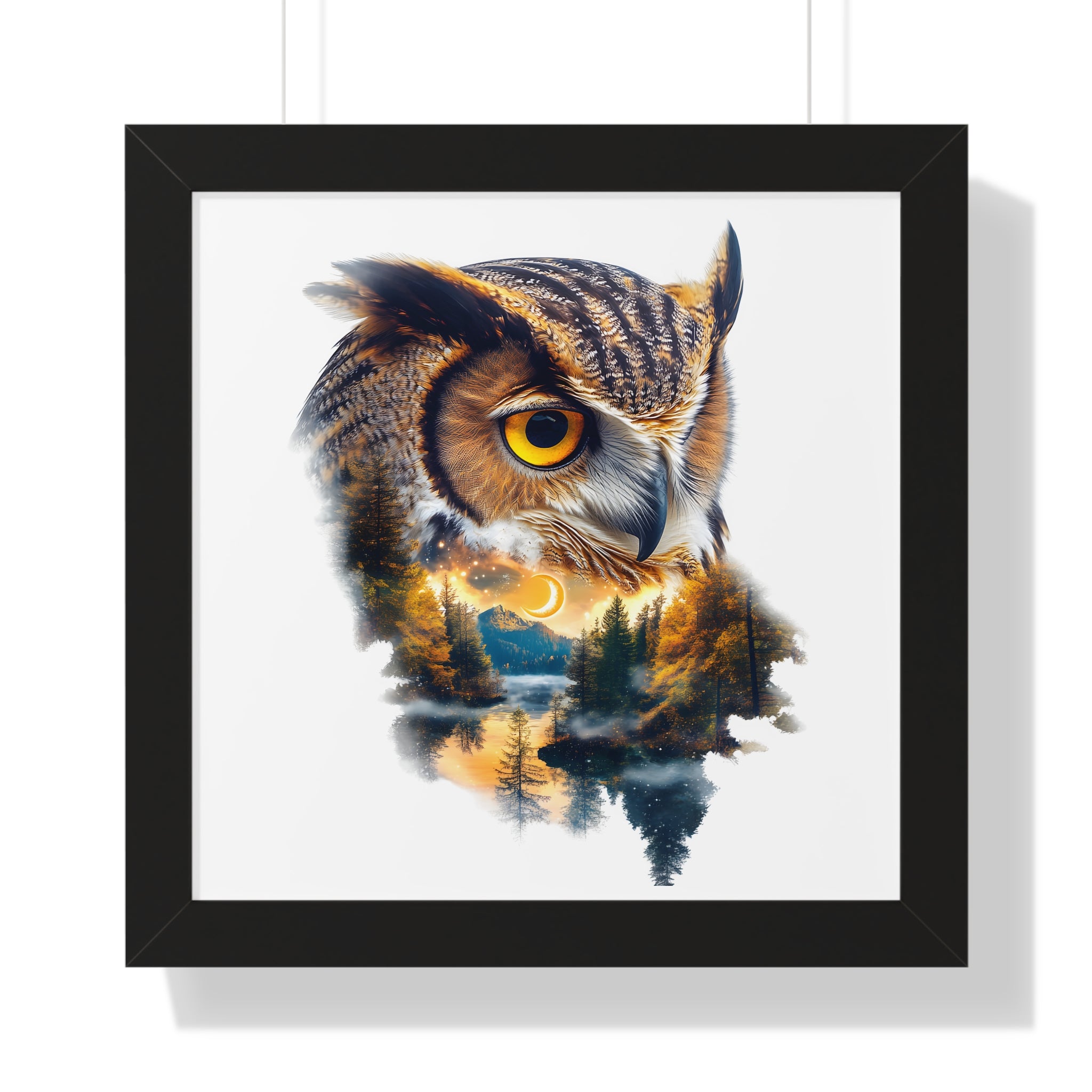Double Exposure Owl Woodland Framed Poster