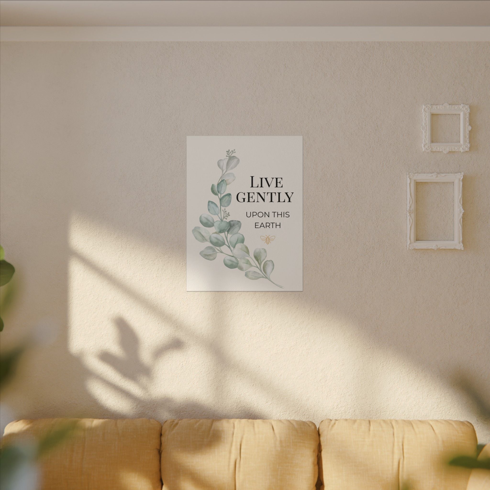 Live Gently Upon This Earth — Eucalyptus Branch Slow Living Canvas