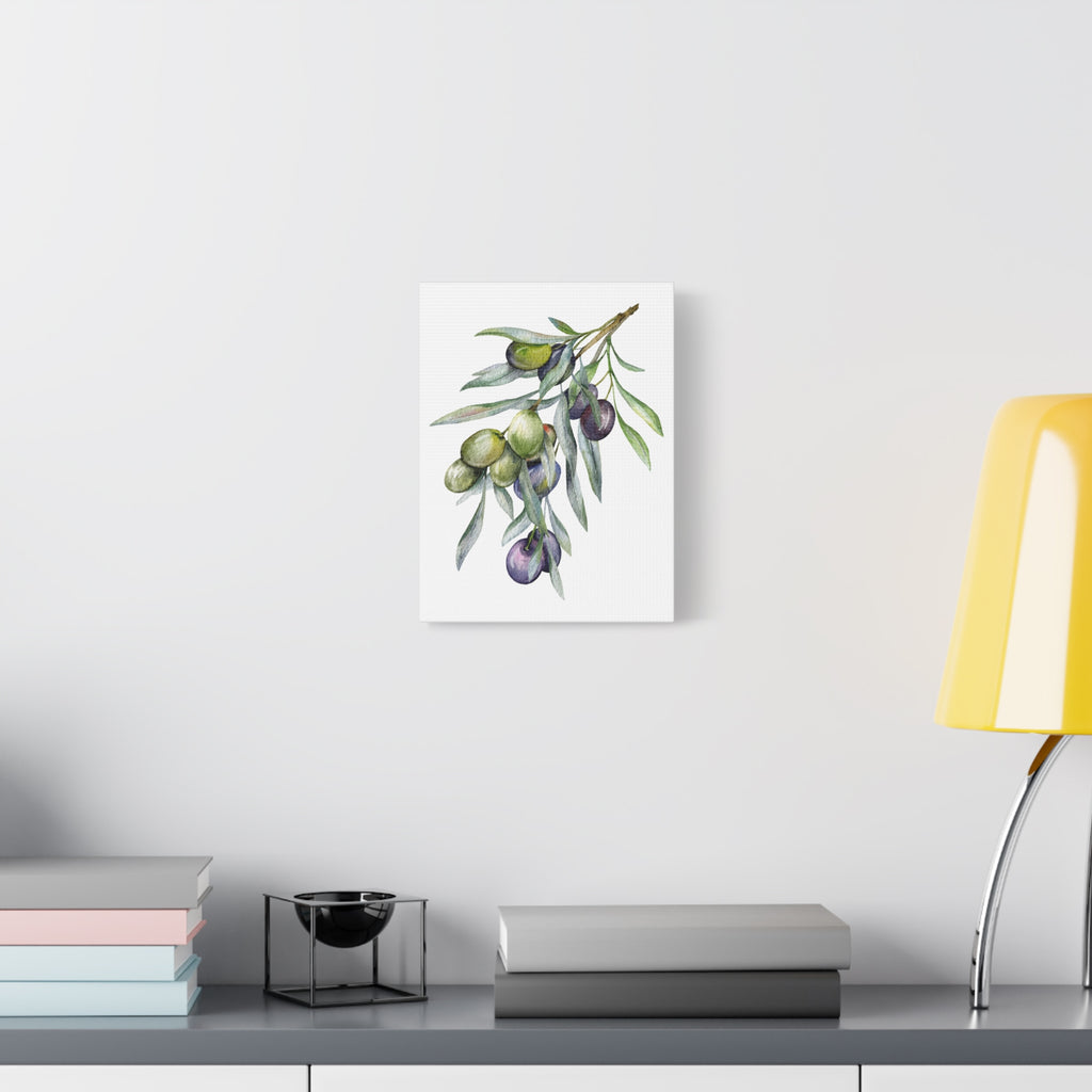 Olive Branch Watercolor Canvas Wall Art — Matte Stretched Canvas