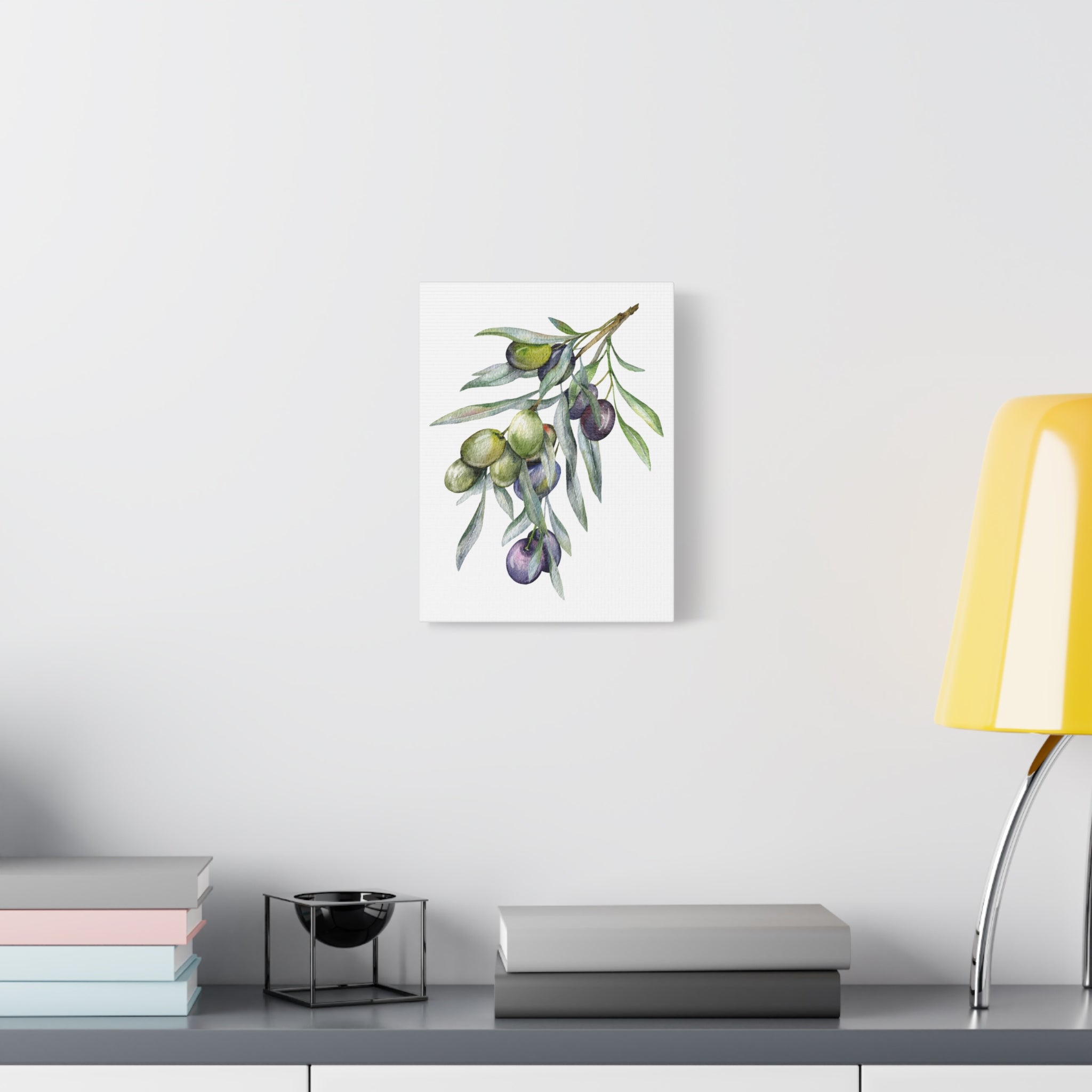 Olive Branch Watercolor Canvas Wall Art — Matte Stretched Canvas
