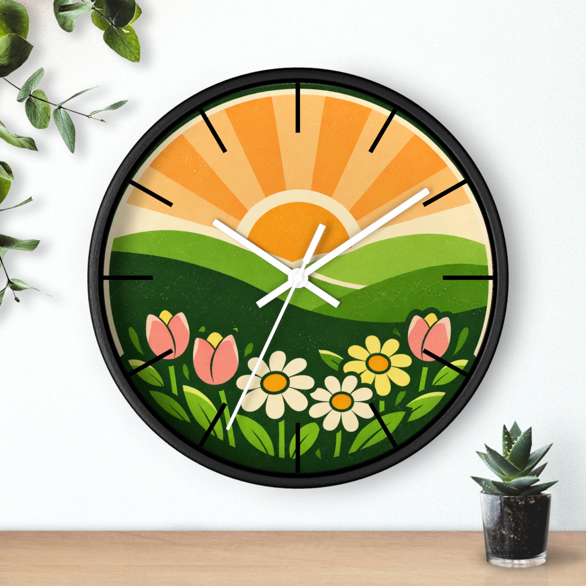 Boho Sunrise Wall Clock — Bohemian Sunrise Decorative Clock
