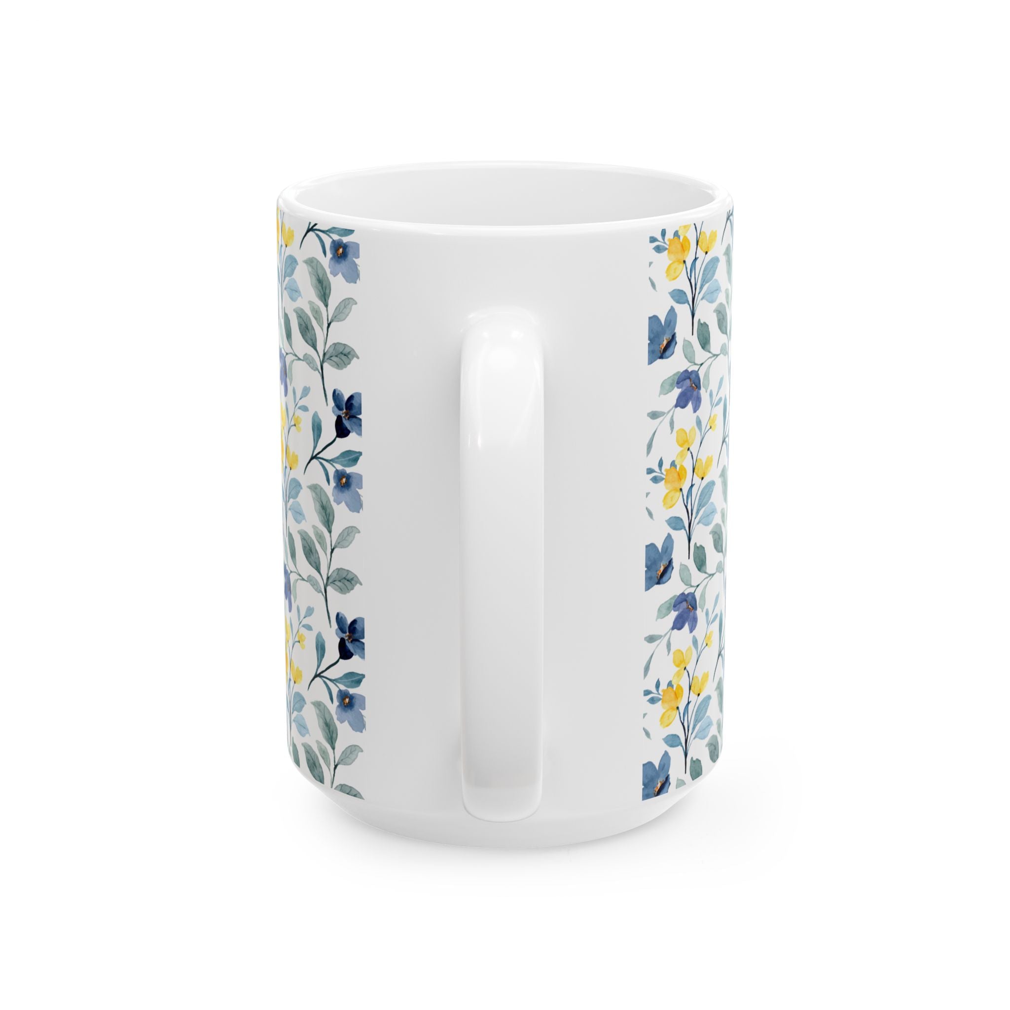 Blue & Yellow Floral Ceramic Mug — 11oz/15oz