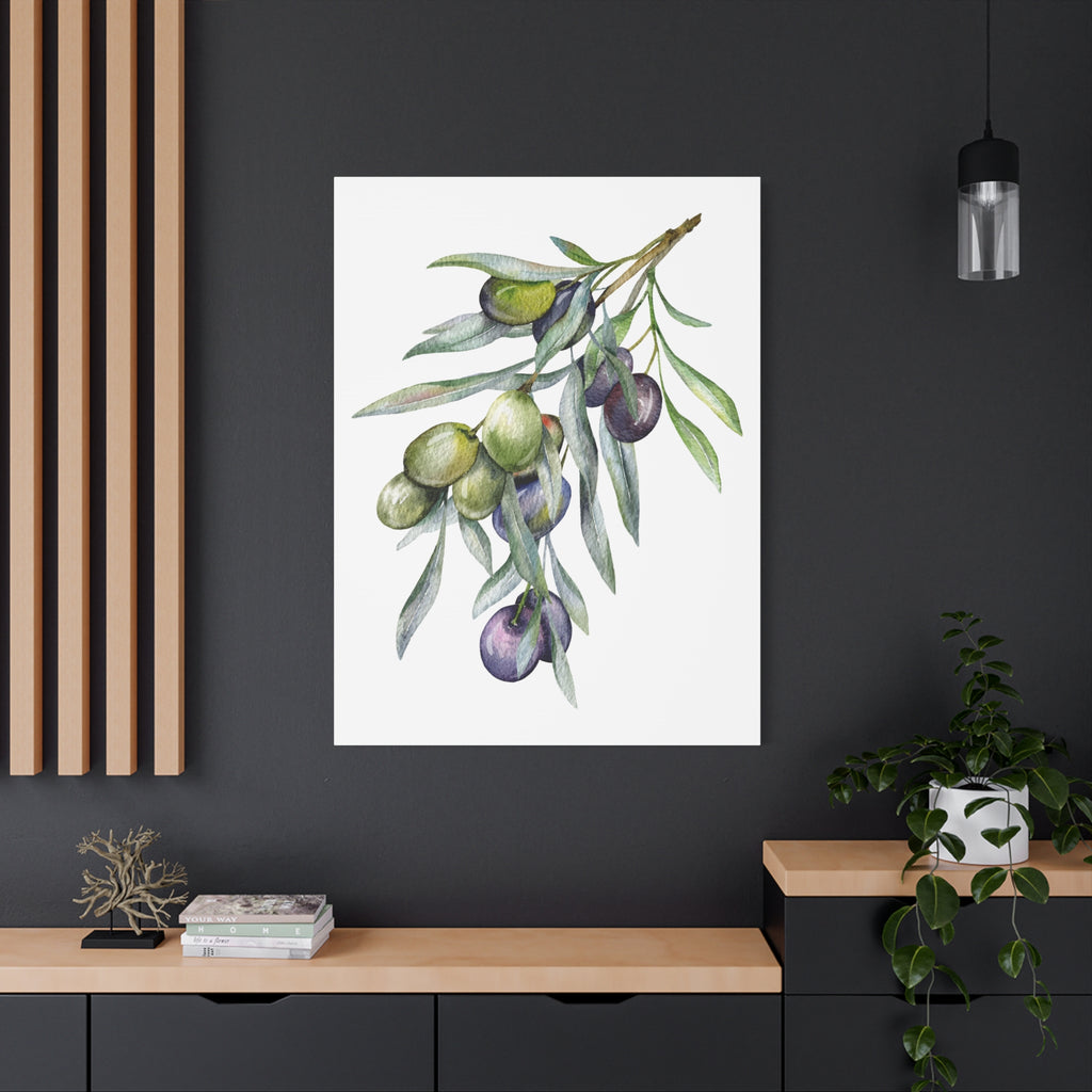 Olive Branch Watercolor Canvas Wall Art — Matte Stretched Canvas