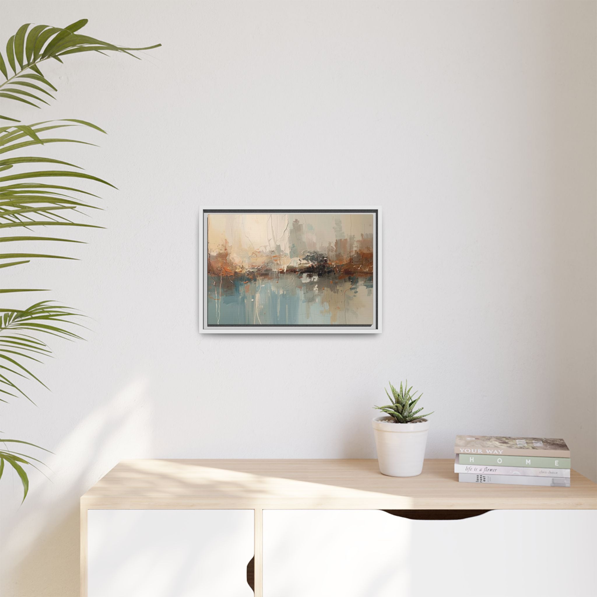 Serene Watercolour Abstract Canvas Print – Matte Framed Wall Art
