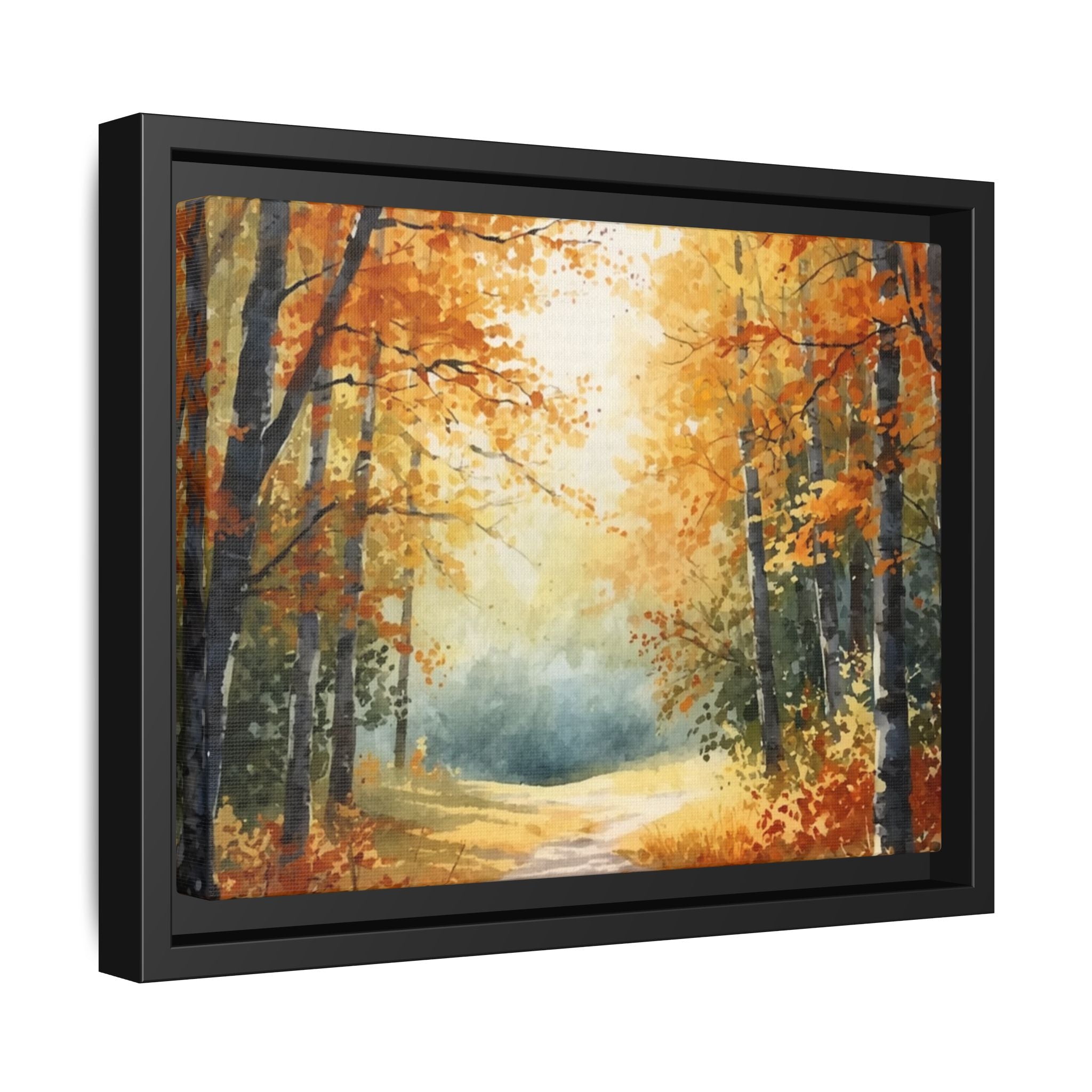 Autumn Forest Framed Canvas Wall Art — Matte Multi-Color