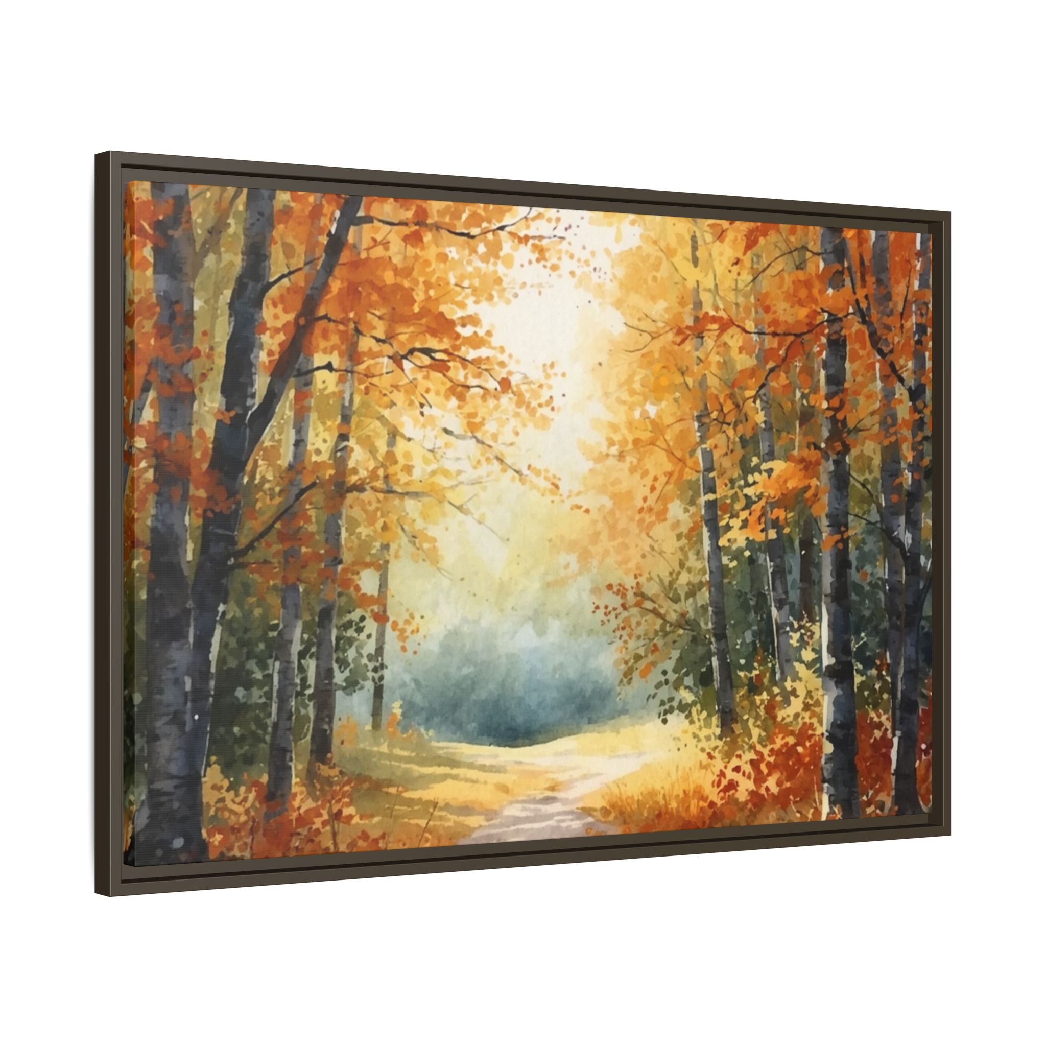 Autumn Forest Framed Canvas Wall Art — Matte Multi-Color