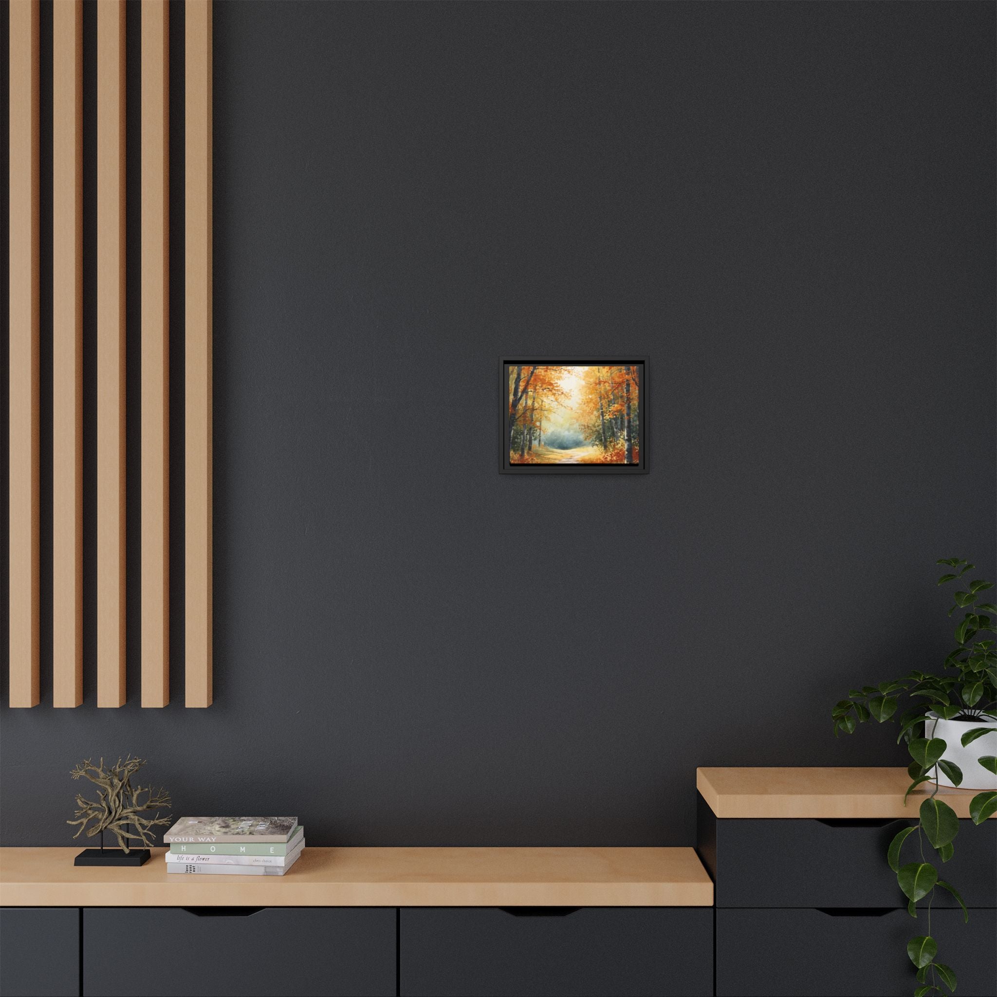 Autumn Forest Framed Canvas Wall Art — Matte Multi-Color