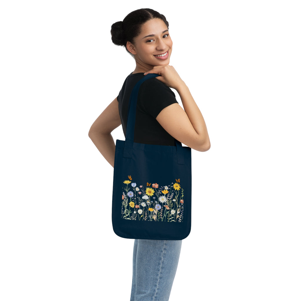 Canvas Tote Bag — Wildflower Garden Floral Print Organic Market Tote