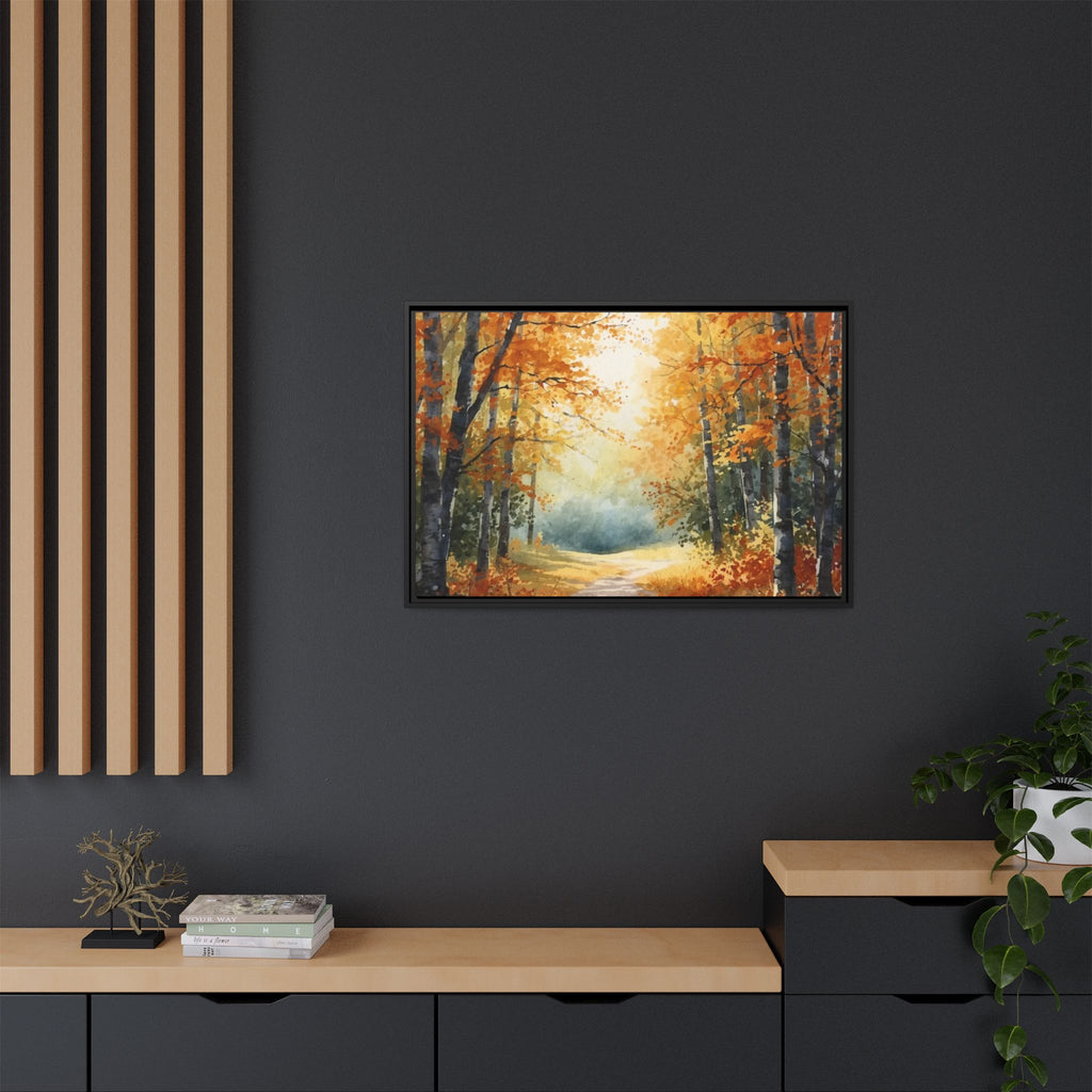 Autumn Forest Framed Canvas Wall Art — Matte Multi-Color